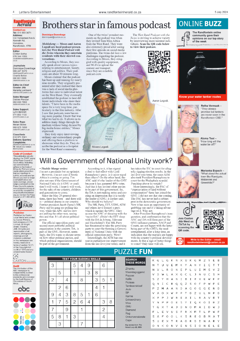 Randfontein Herald 5 July 2024 page 4