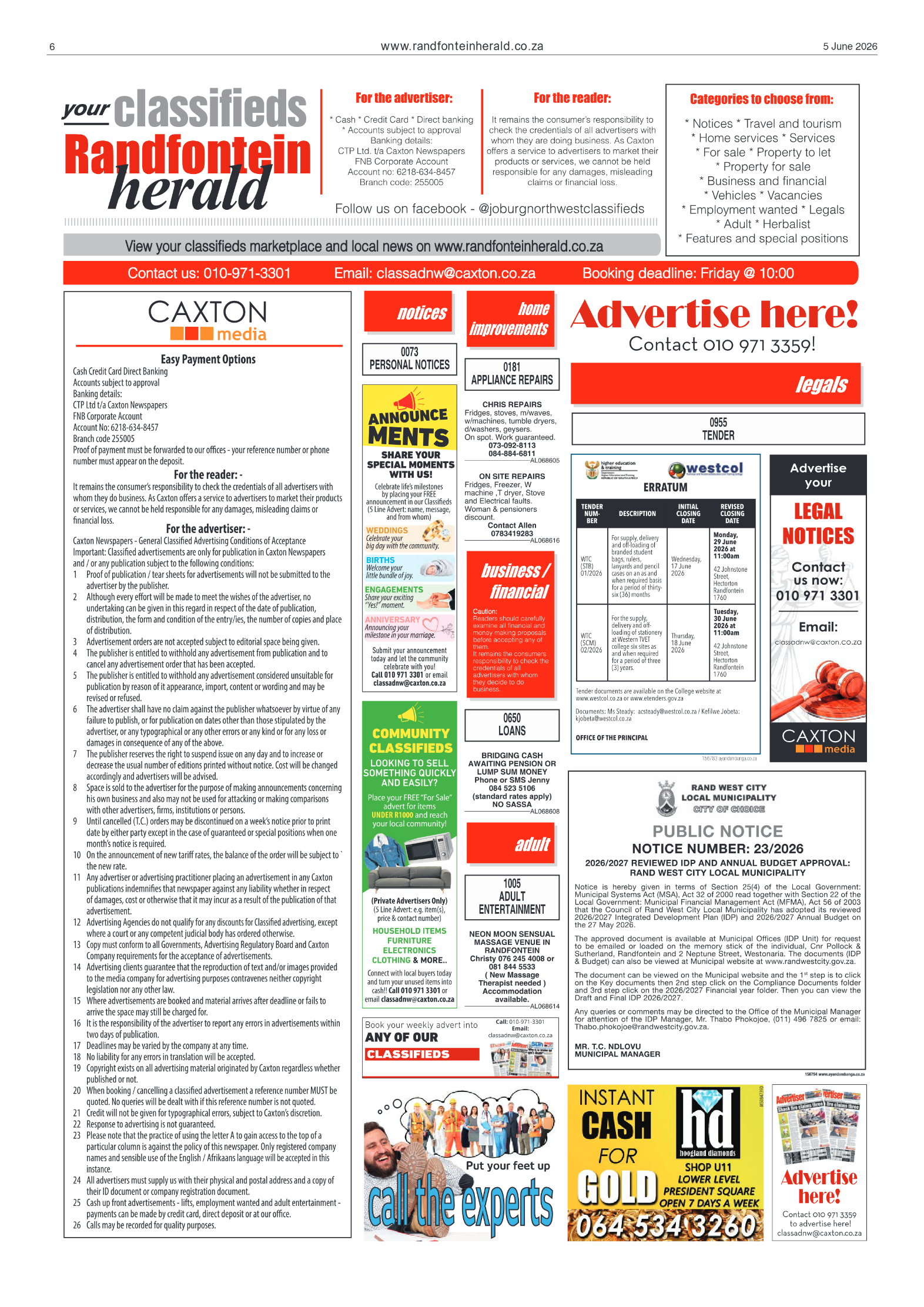 Randfontein Herald 5 June 2026 page 6