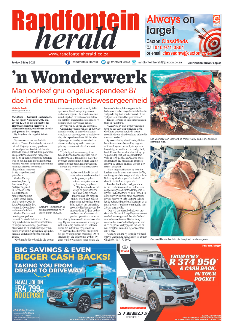 Randfontein Herald 5 May 2023 page 1