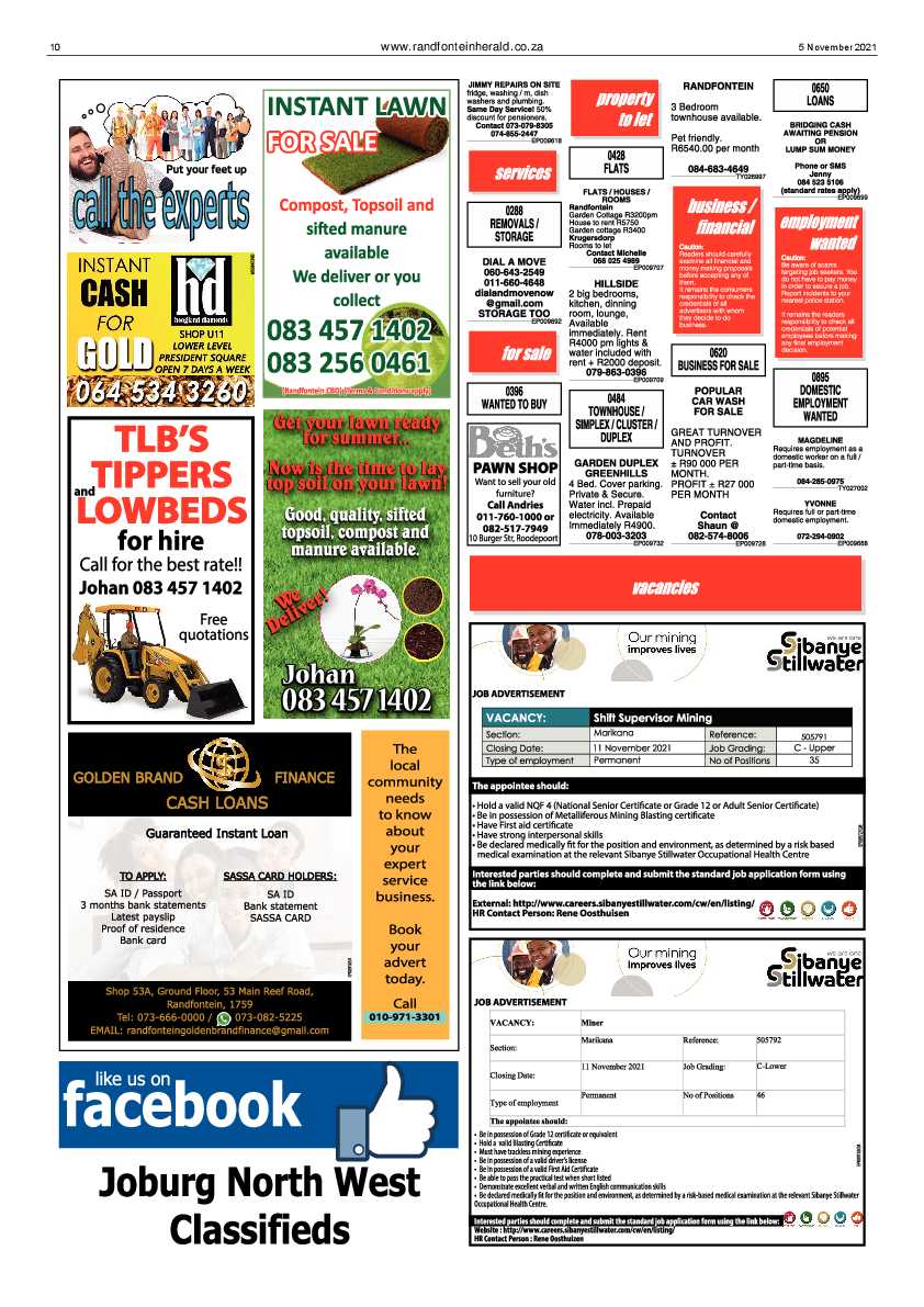 Randfontein Herald 5 November 2021 page 10