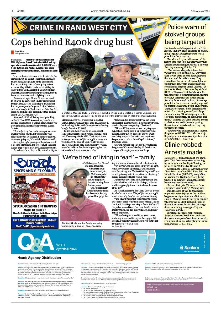 Randfontein Herald 5 November 2021 page 6