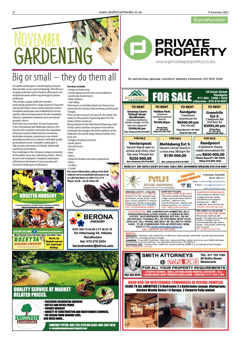 Randfontein Herald 5 November 2021 page 8
