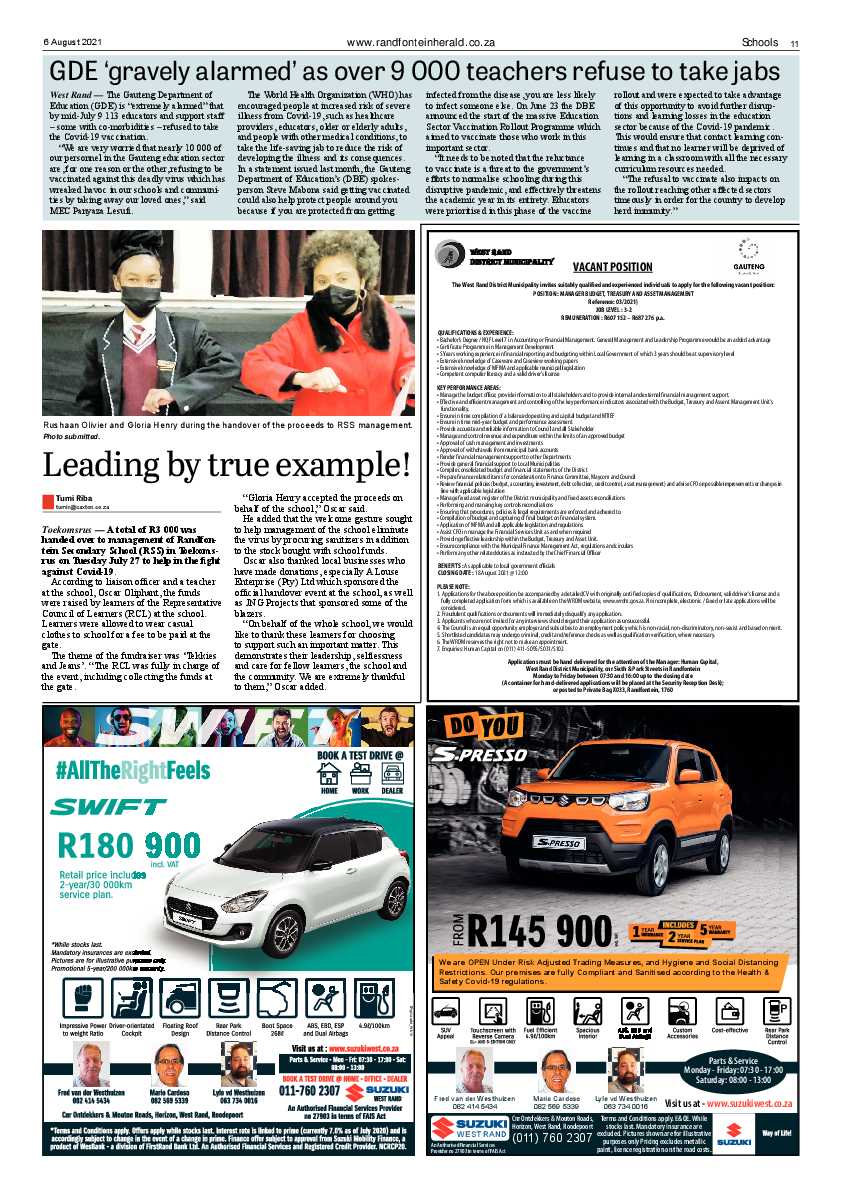 Randfontein Herald 6 August 2021 page 11
