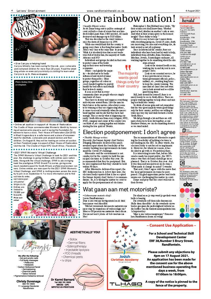 Randfontein Herald 6 August 2021 page 4