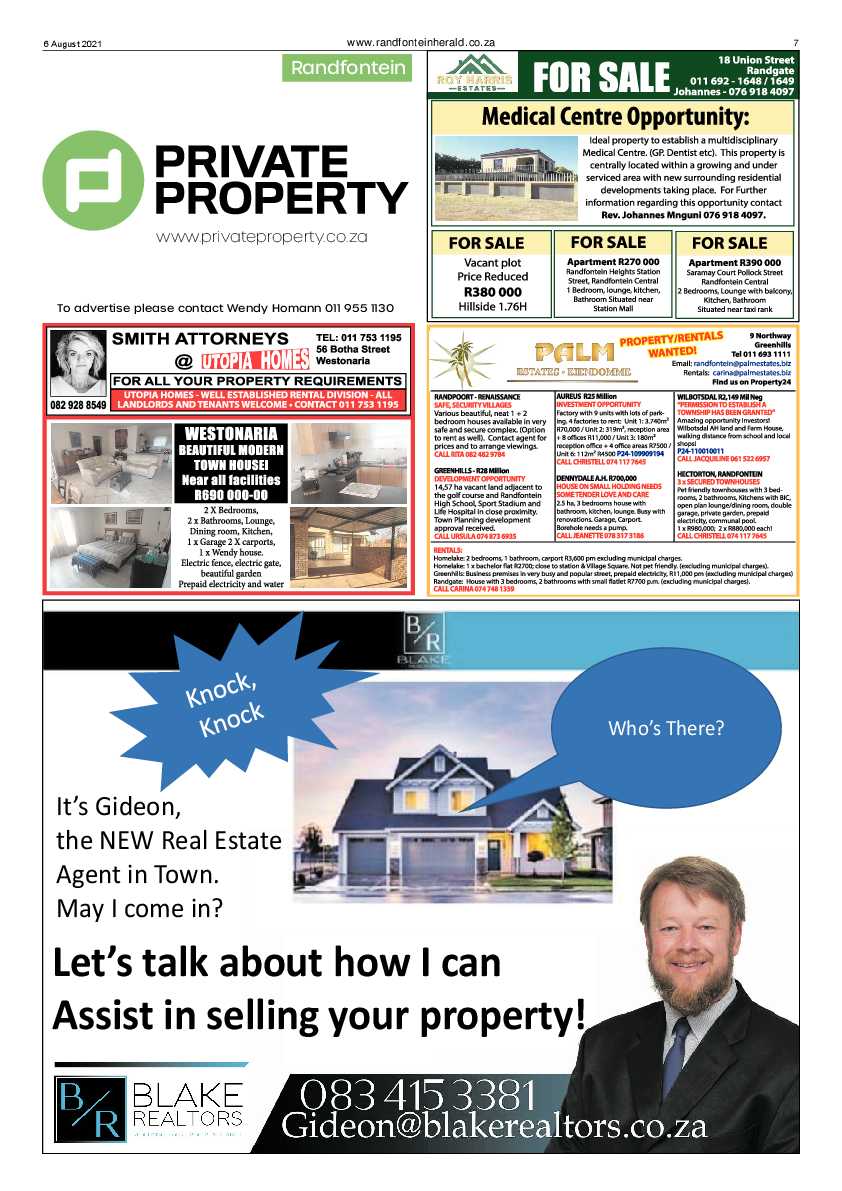 Randfontein Herald 6 August 2021 page 7