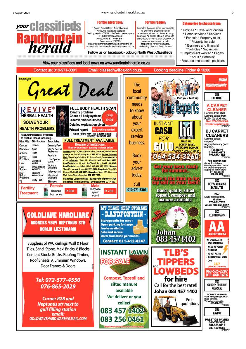 Randfontein Herald 6 August 2021 page 9