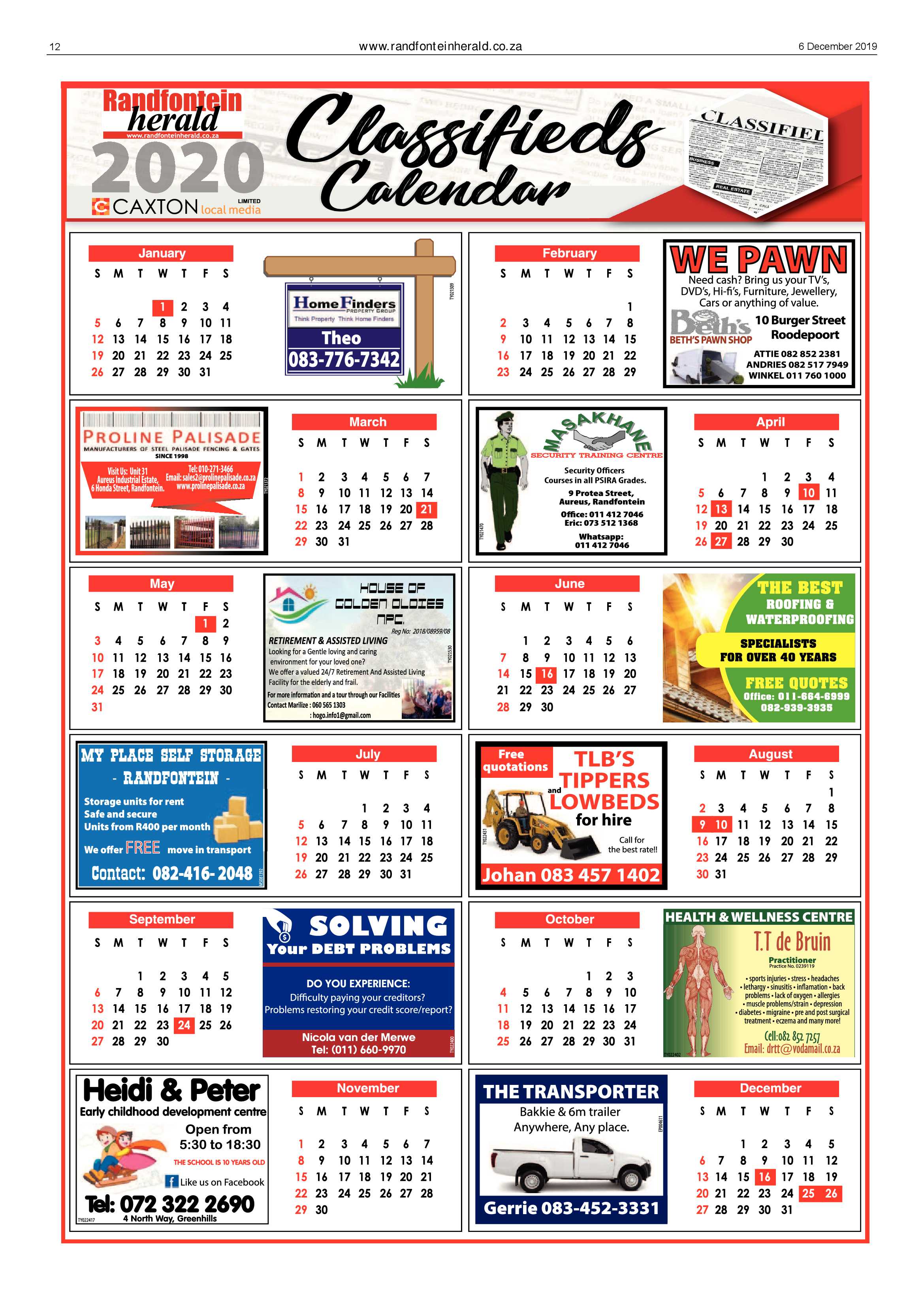 Randfontein Herald 6 December 2019 page 12
