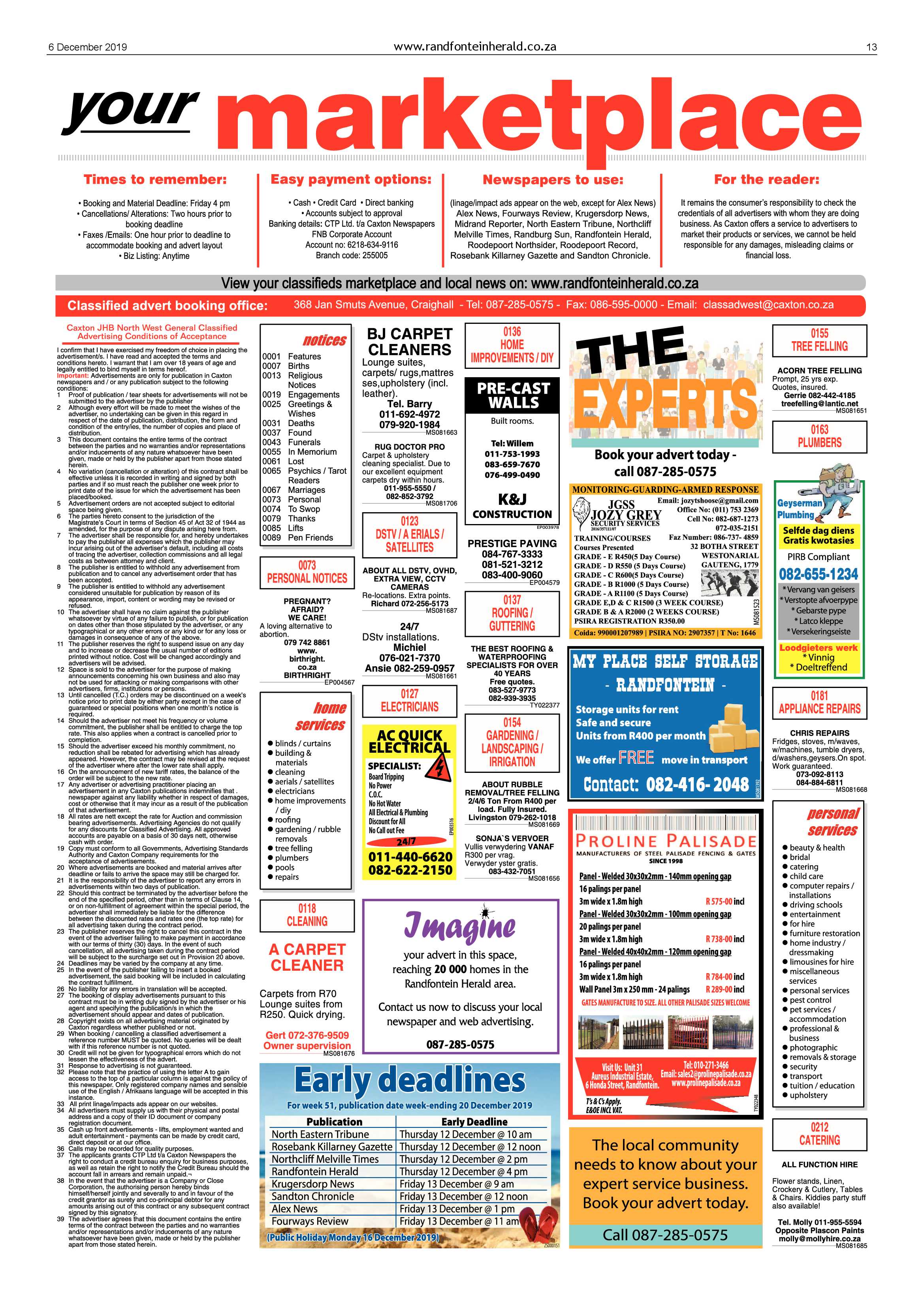 Randfontein Herald 6 December 2019 page 13