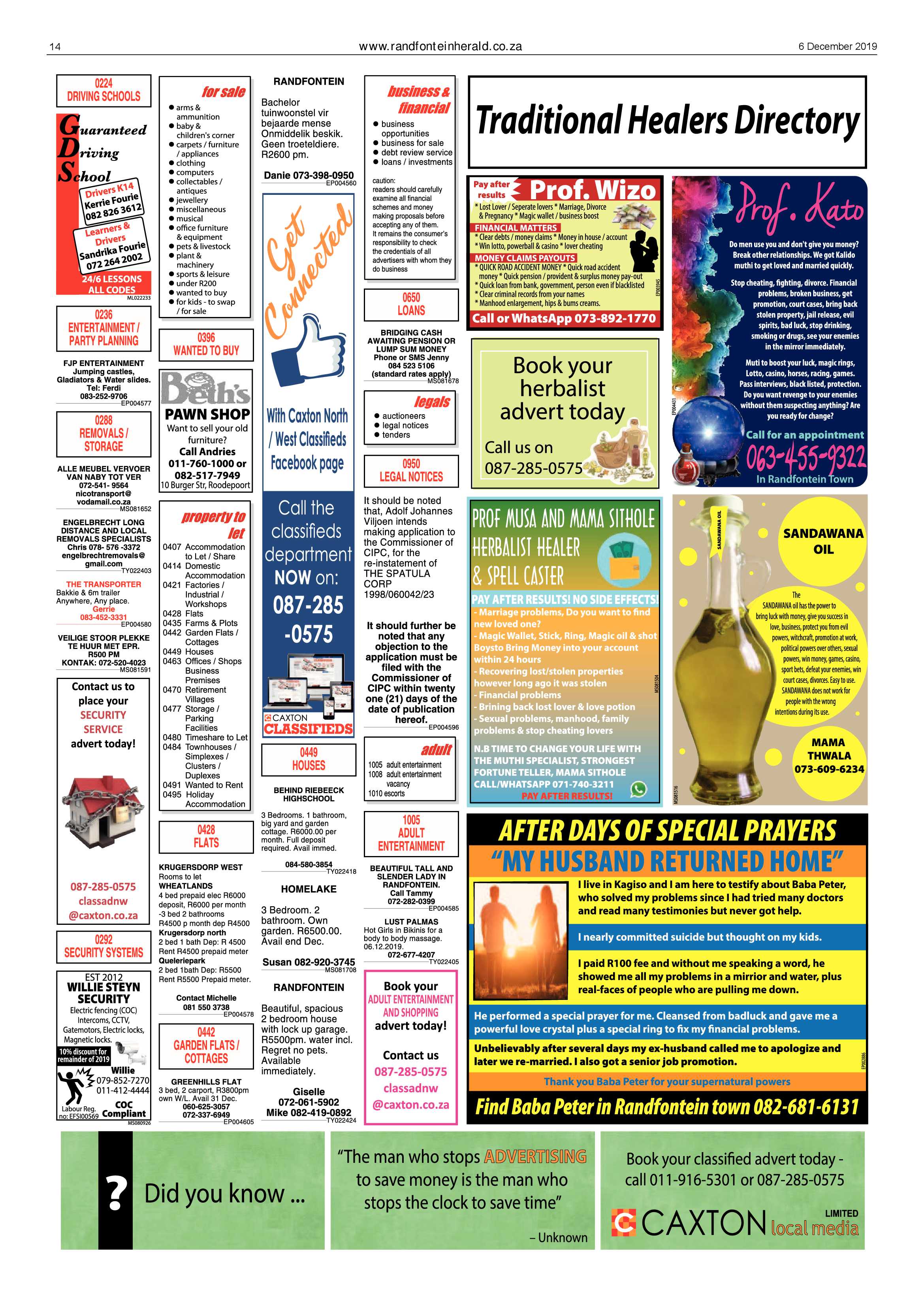 Randfontein Herald 6 December 2019 page 14