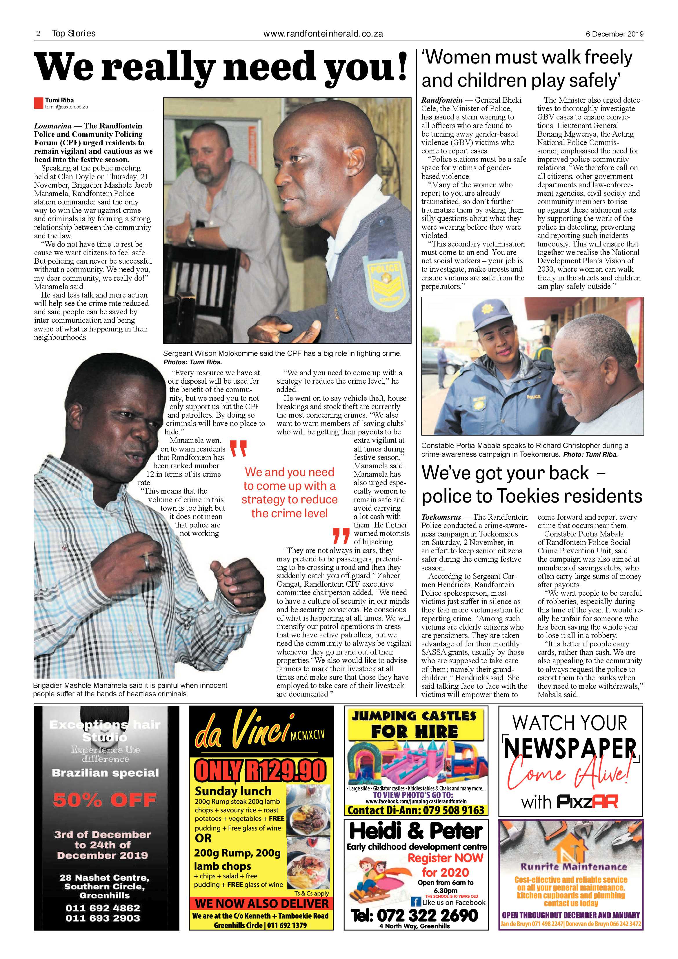 Randfontein Herald 6 December 2019 page 2
