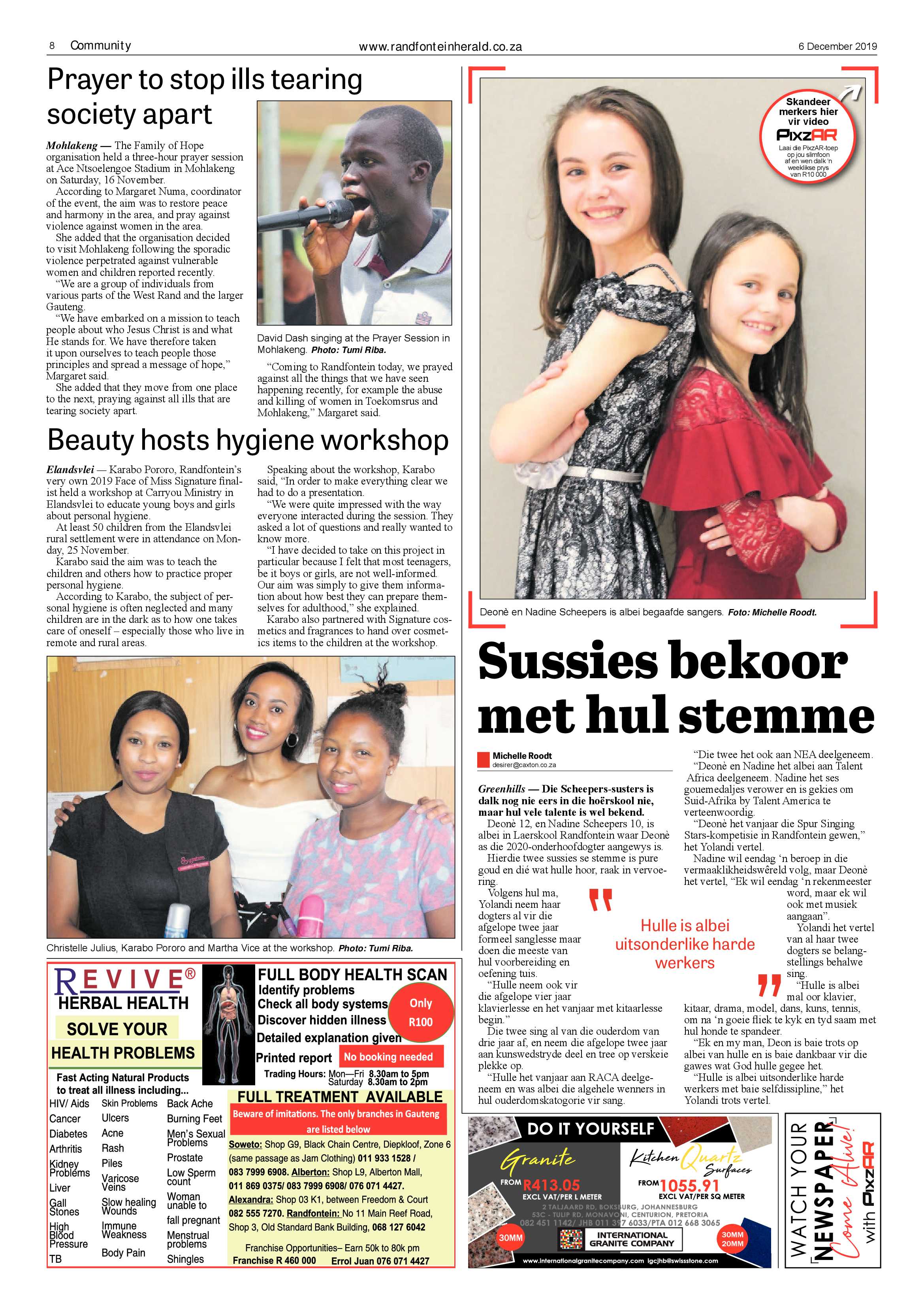 Randfontein Herald 6 December 2019 page 8