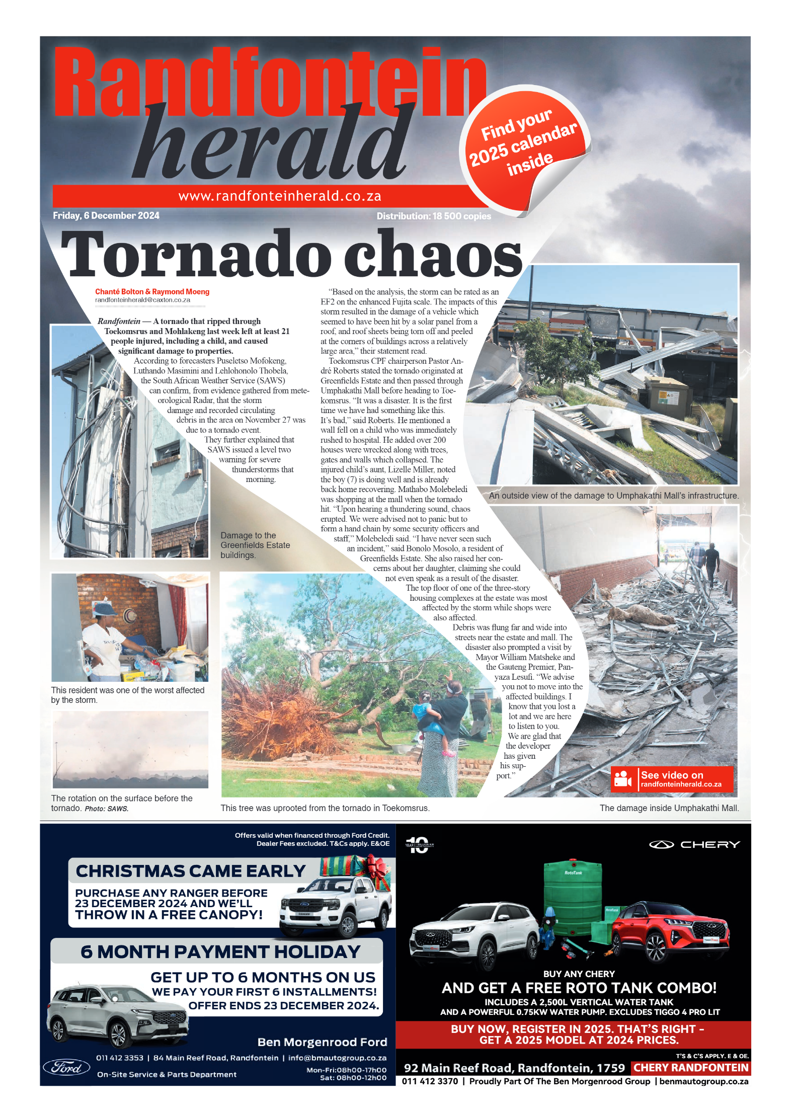 Randfontein Herald 6 December 2024 page 1