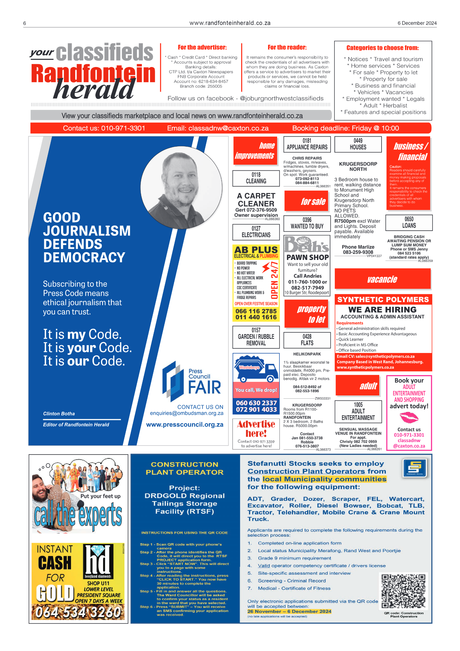 Randfontein Herald 6 December 2024 page 14