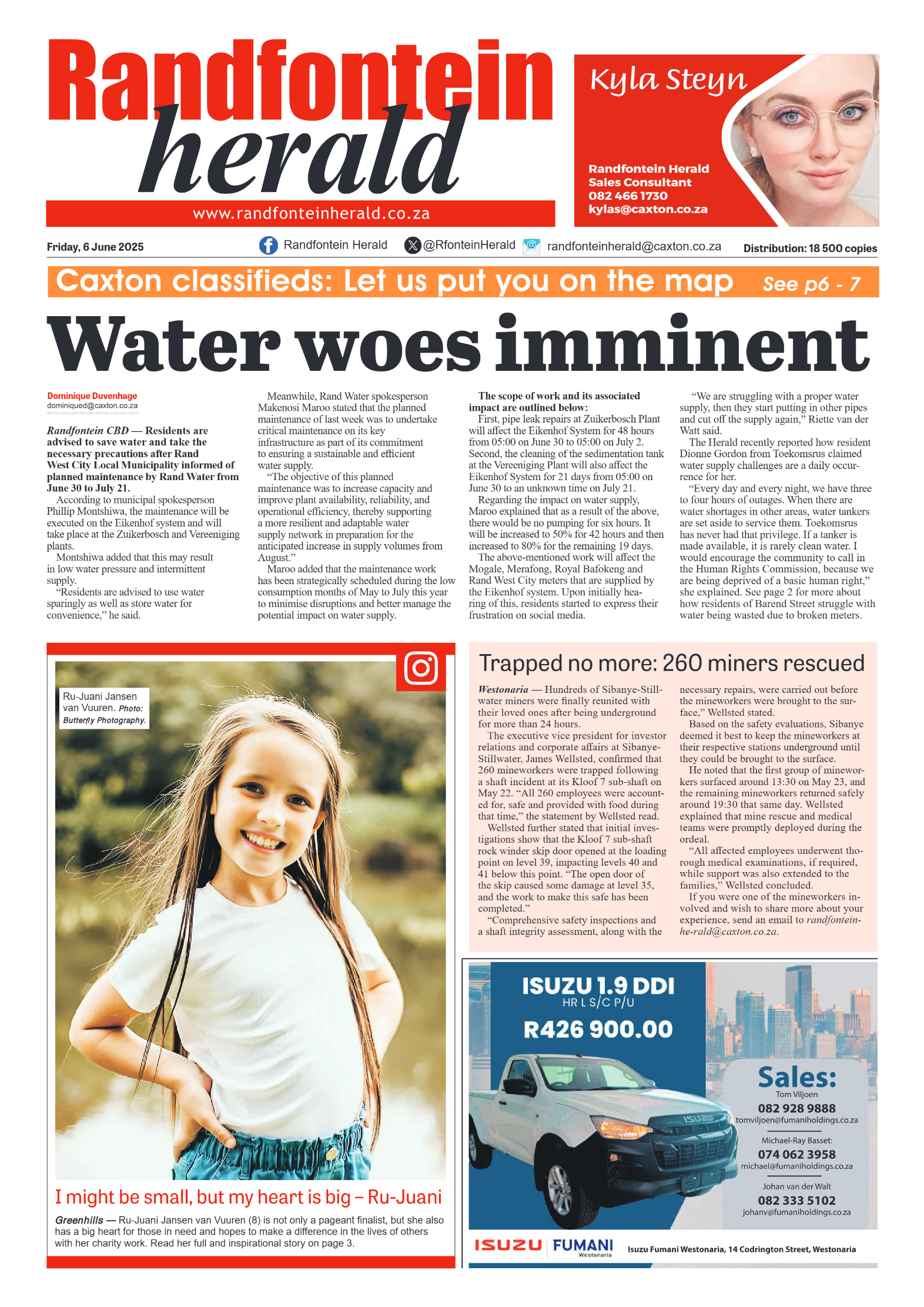 Randfontein Herald 6 June 2025 page 1