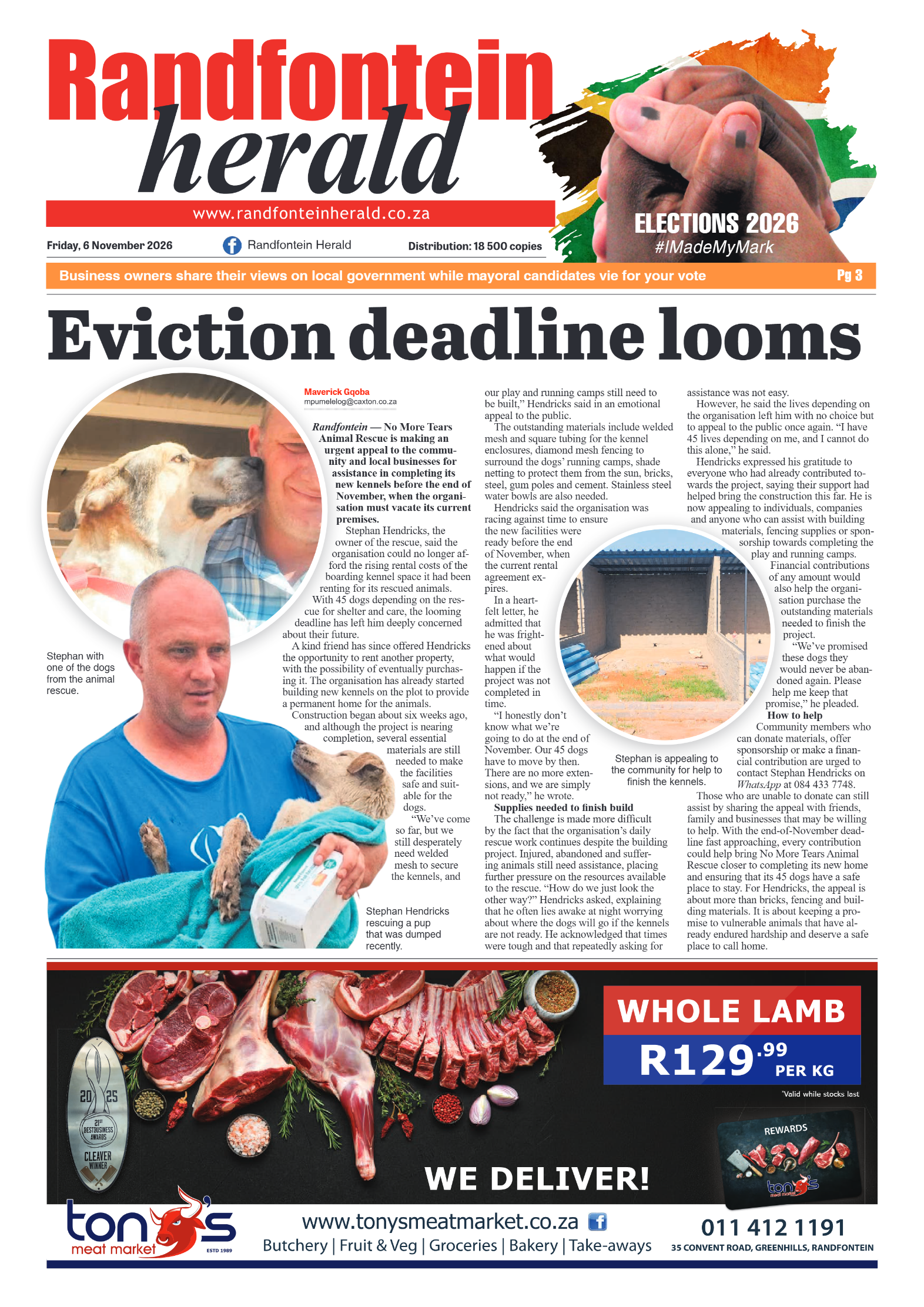Randfontein Herald 6 November 2026 page 1