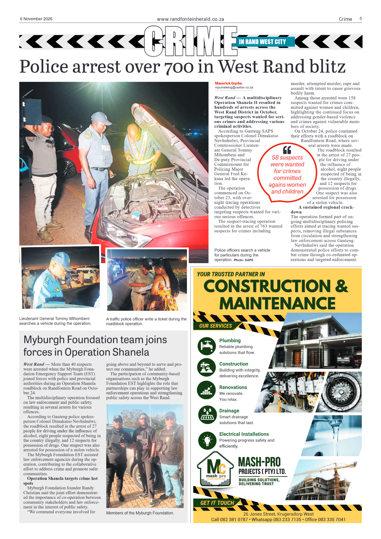 Randfontein Herald 6 November 2026 page 5