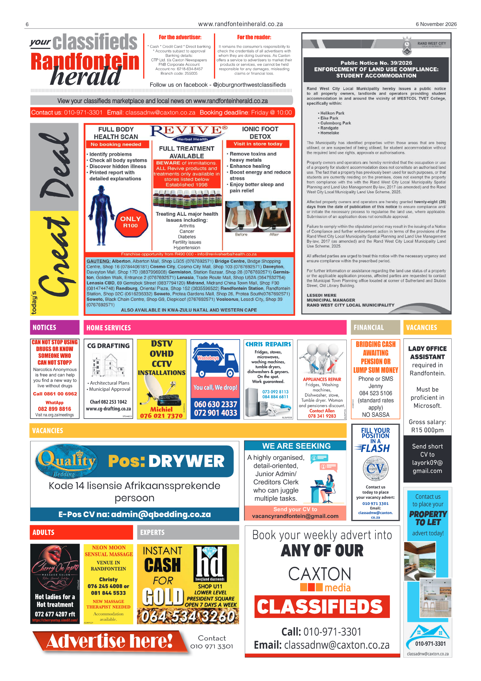Randfontein Herald 6 November 2026 page 6