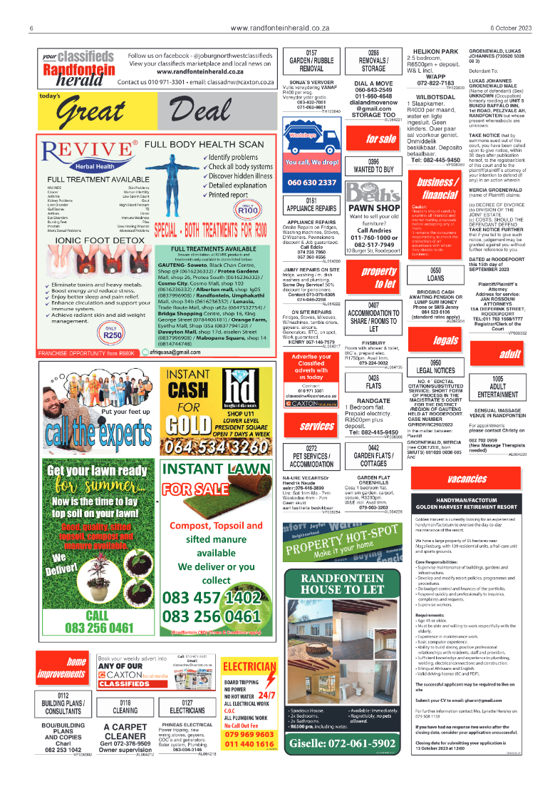 Randfontein Herald 6 October 2023 page 6