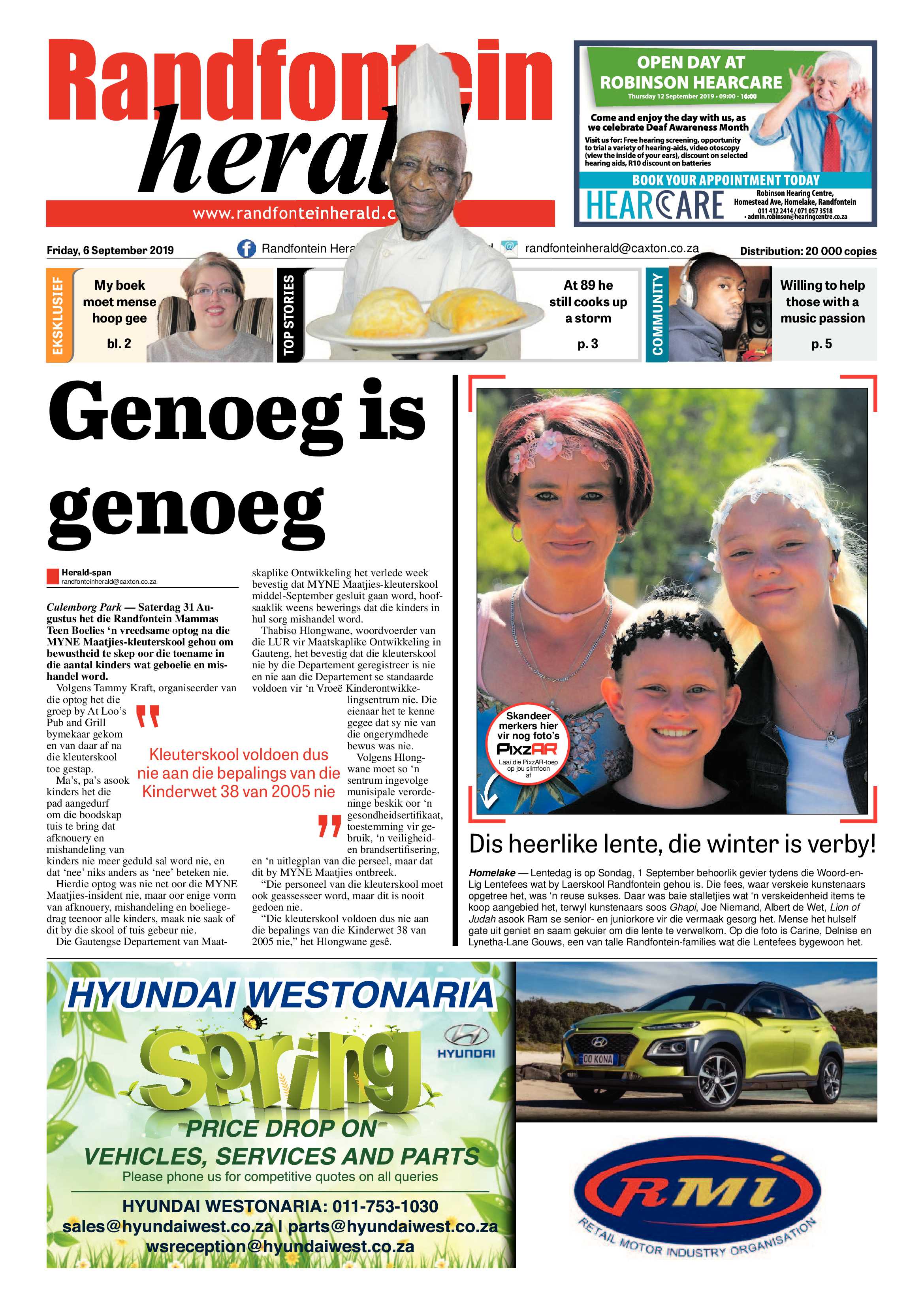 Randfontein Herald 6 September 2019 page 1