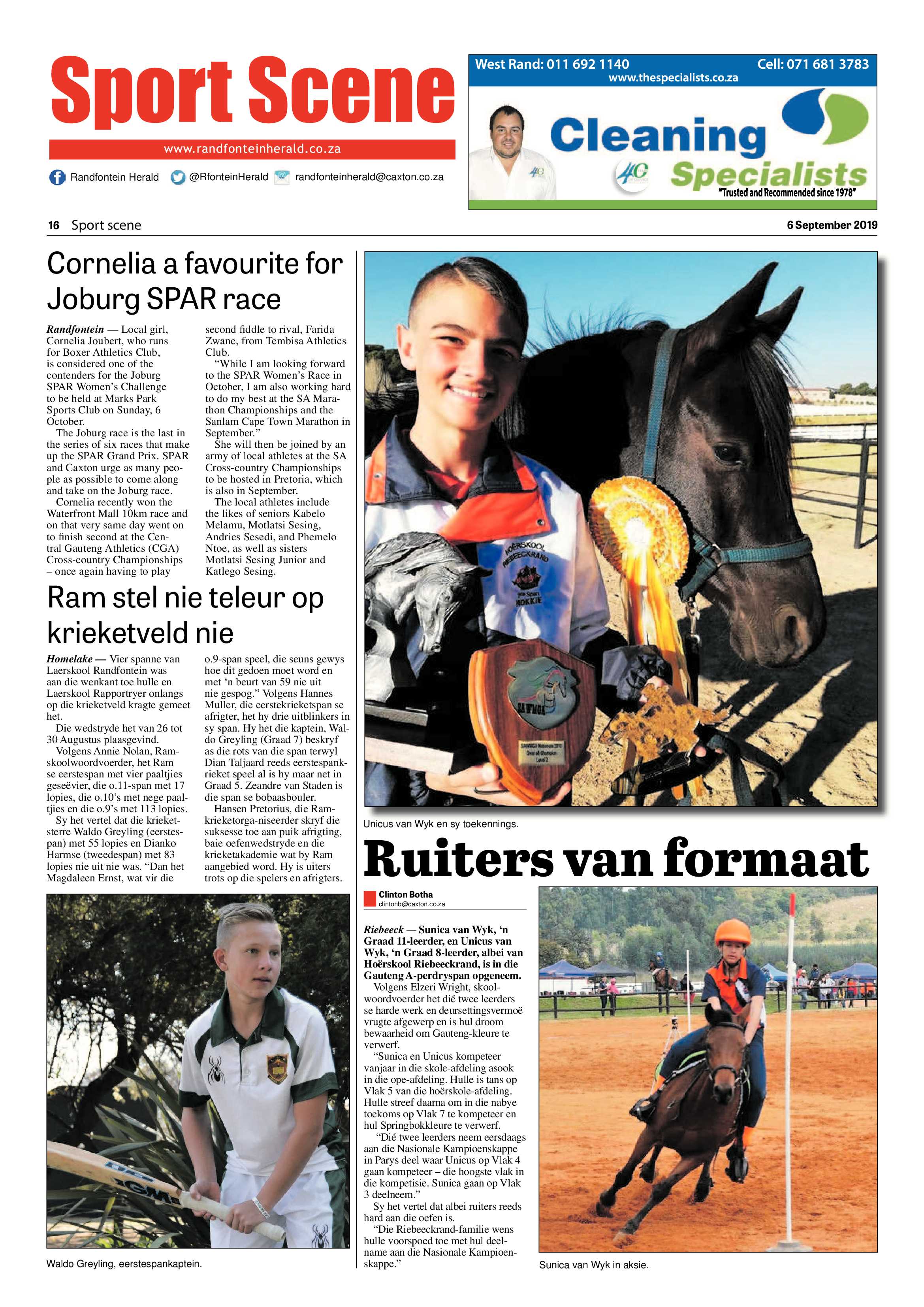Randfontein Herald 6 September 2019 page 16