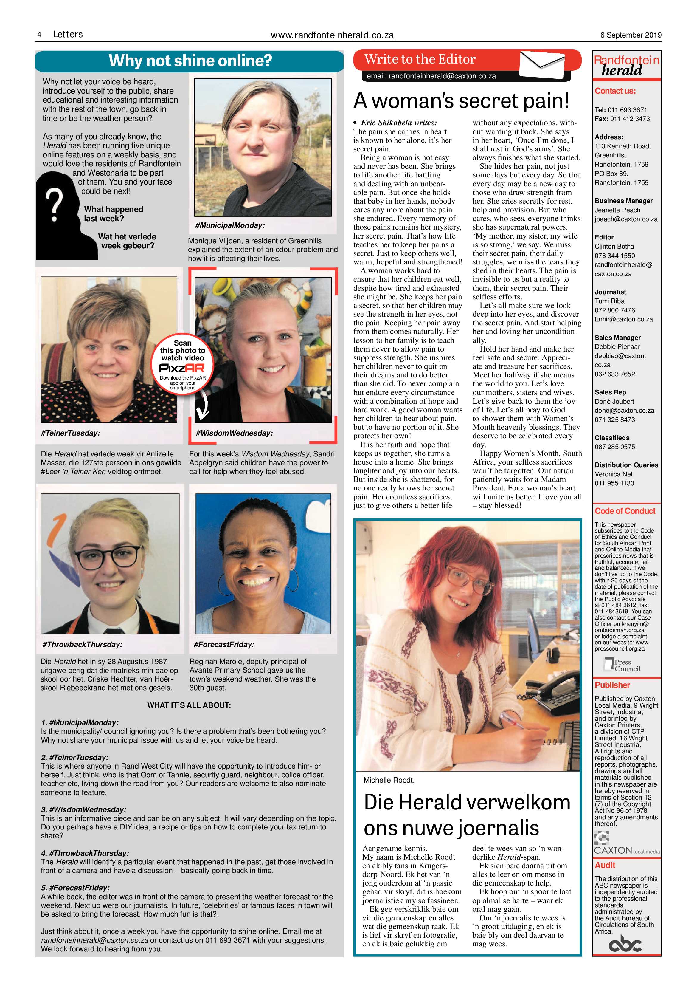 Randfontein Herald 6 September 2019 page 4