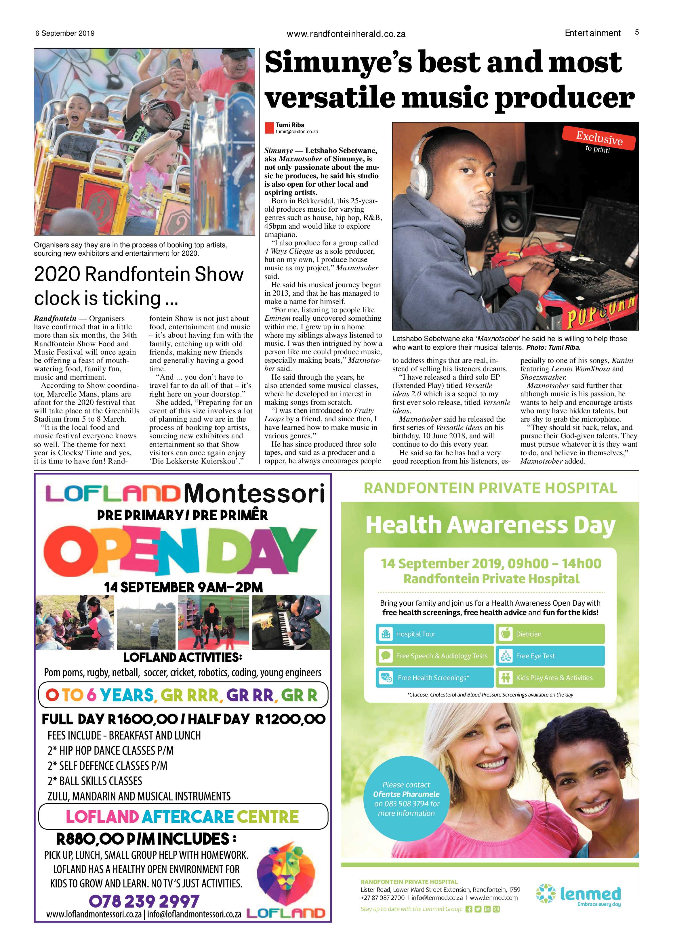 Randfontein Herald 6 September 2019 page 5