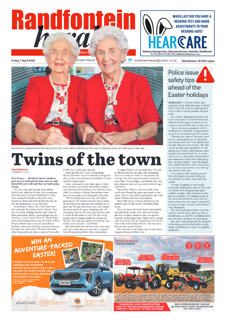Randfontein Herald 7 April 2023 page 1