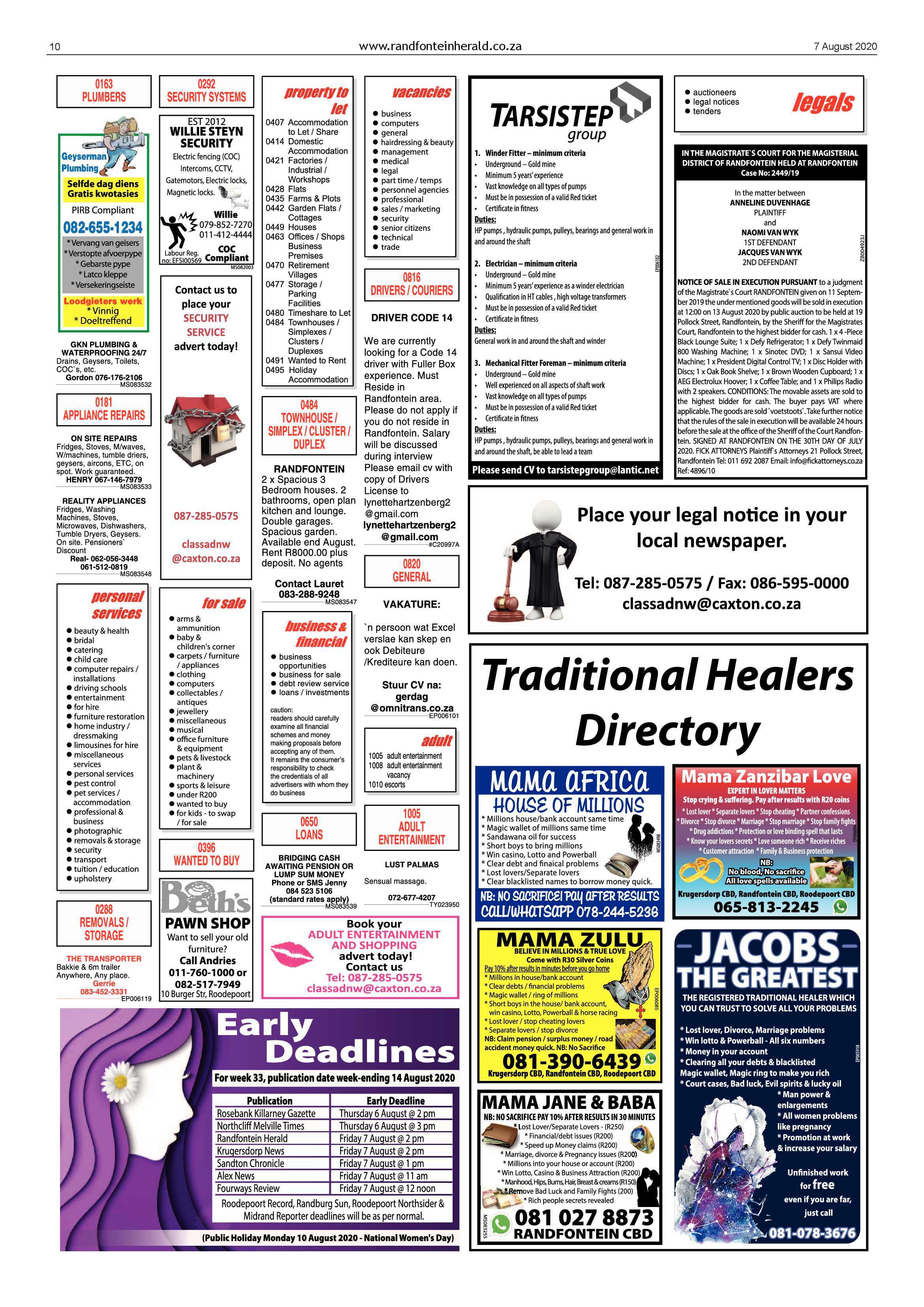 Randfontein Herald 7 August 2020 page 10