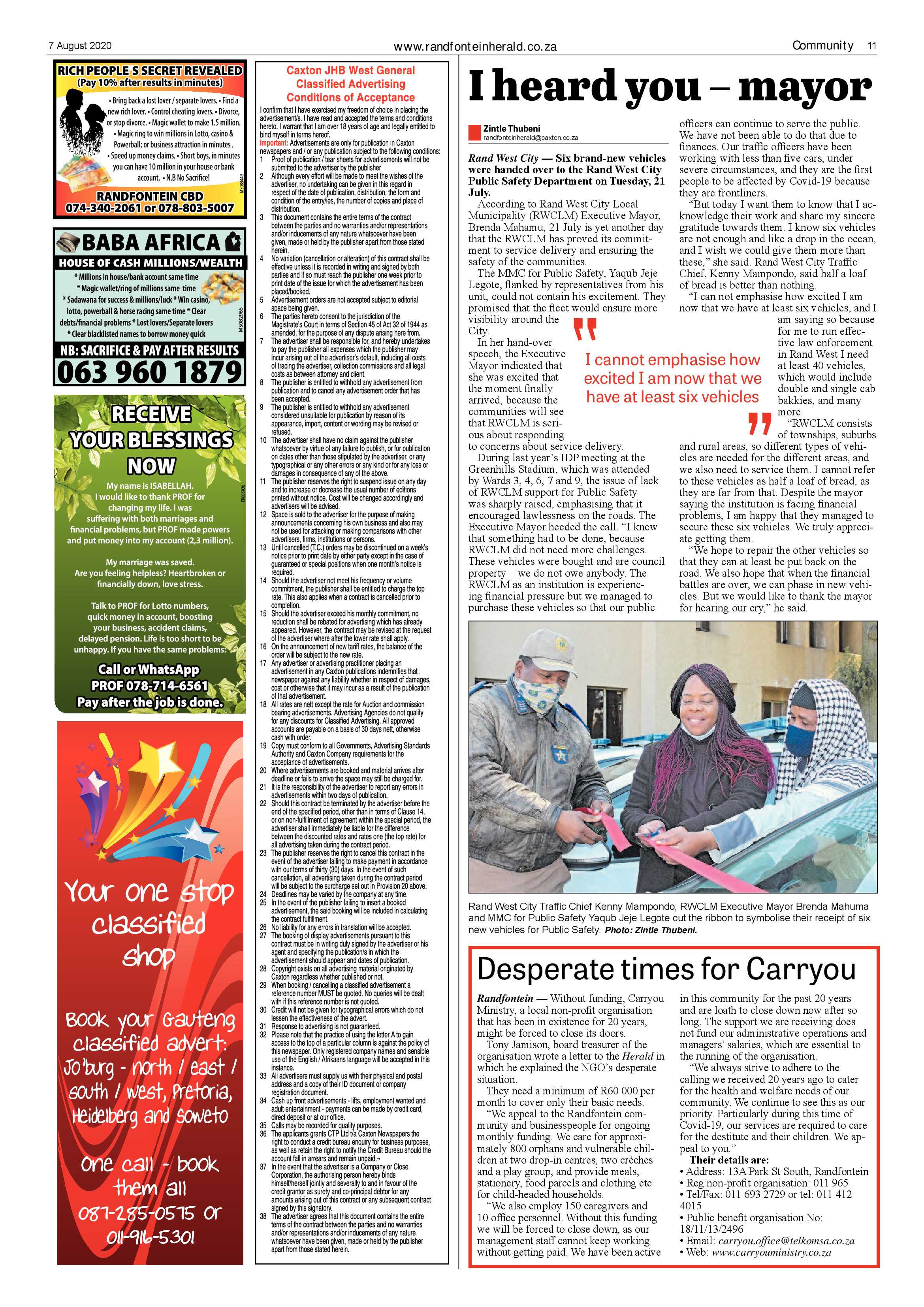 Randfontein Herald 7 August 2020 page 11