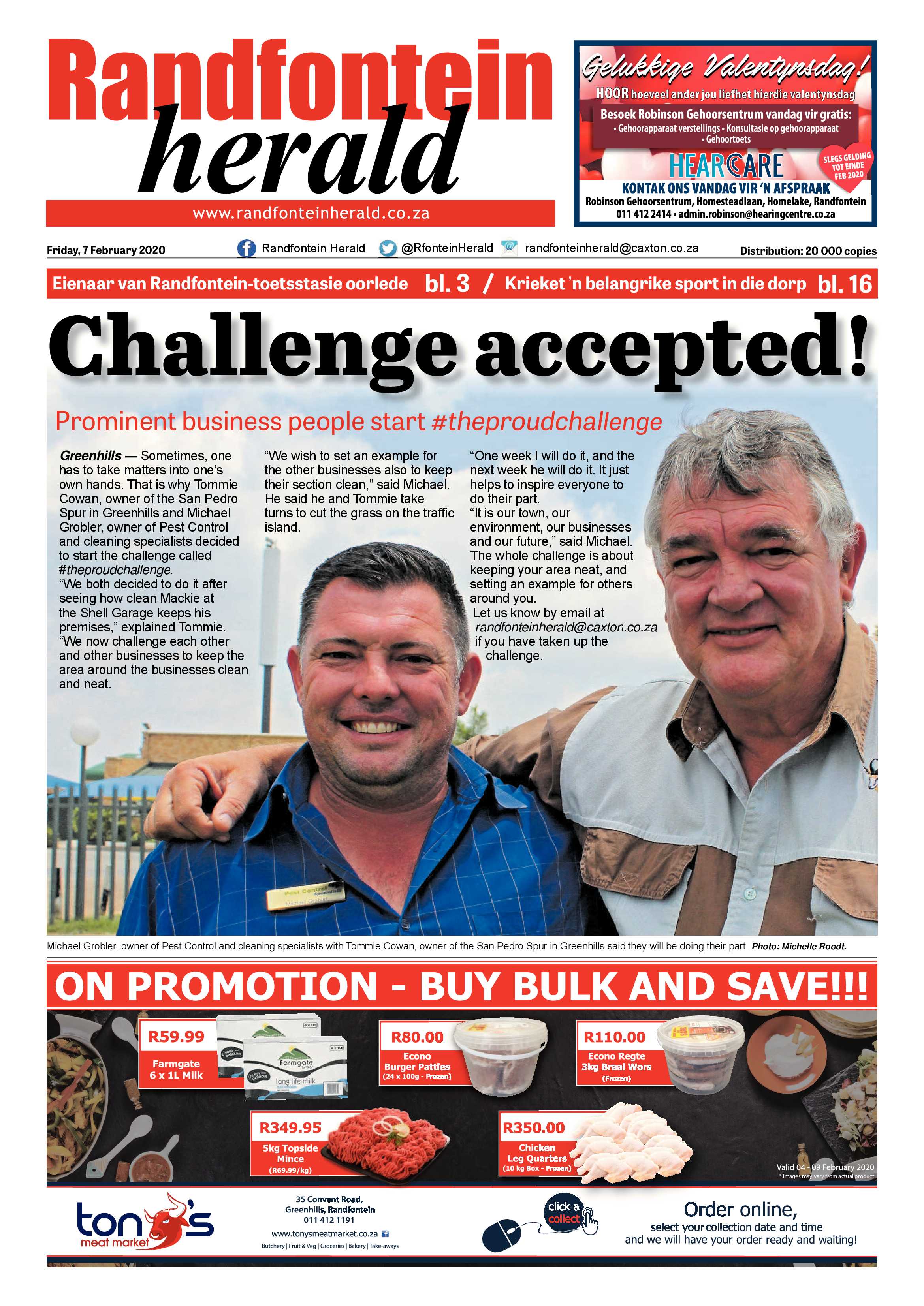 Randfontein Herald 7 February 2020 page 1