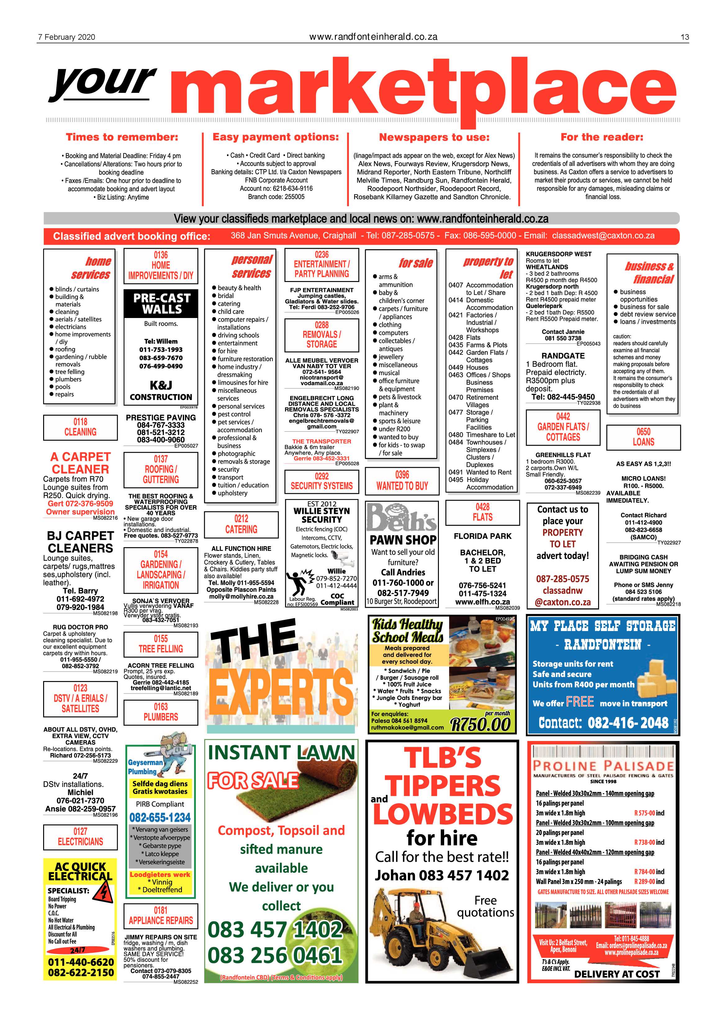 Randfontein Herald 7 February 2020 page 13