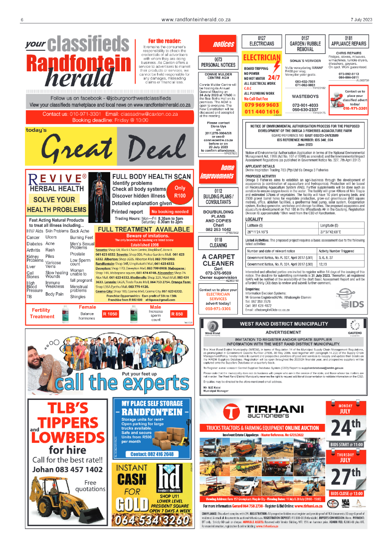 Randfontein Herald 7 July 2023 page 6