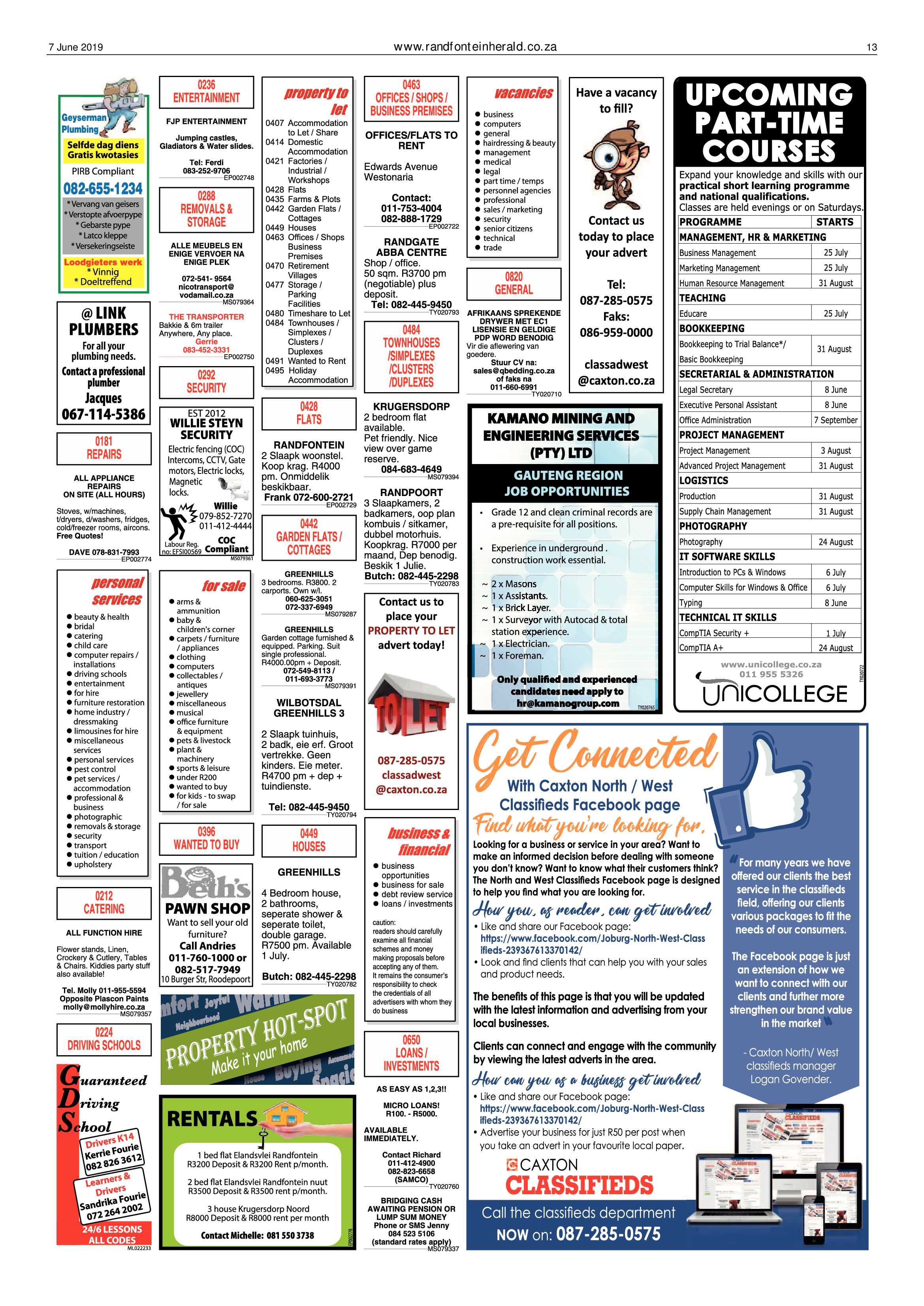 Randfontein Herald 7 June 2019 page 13