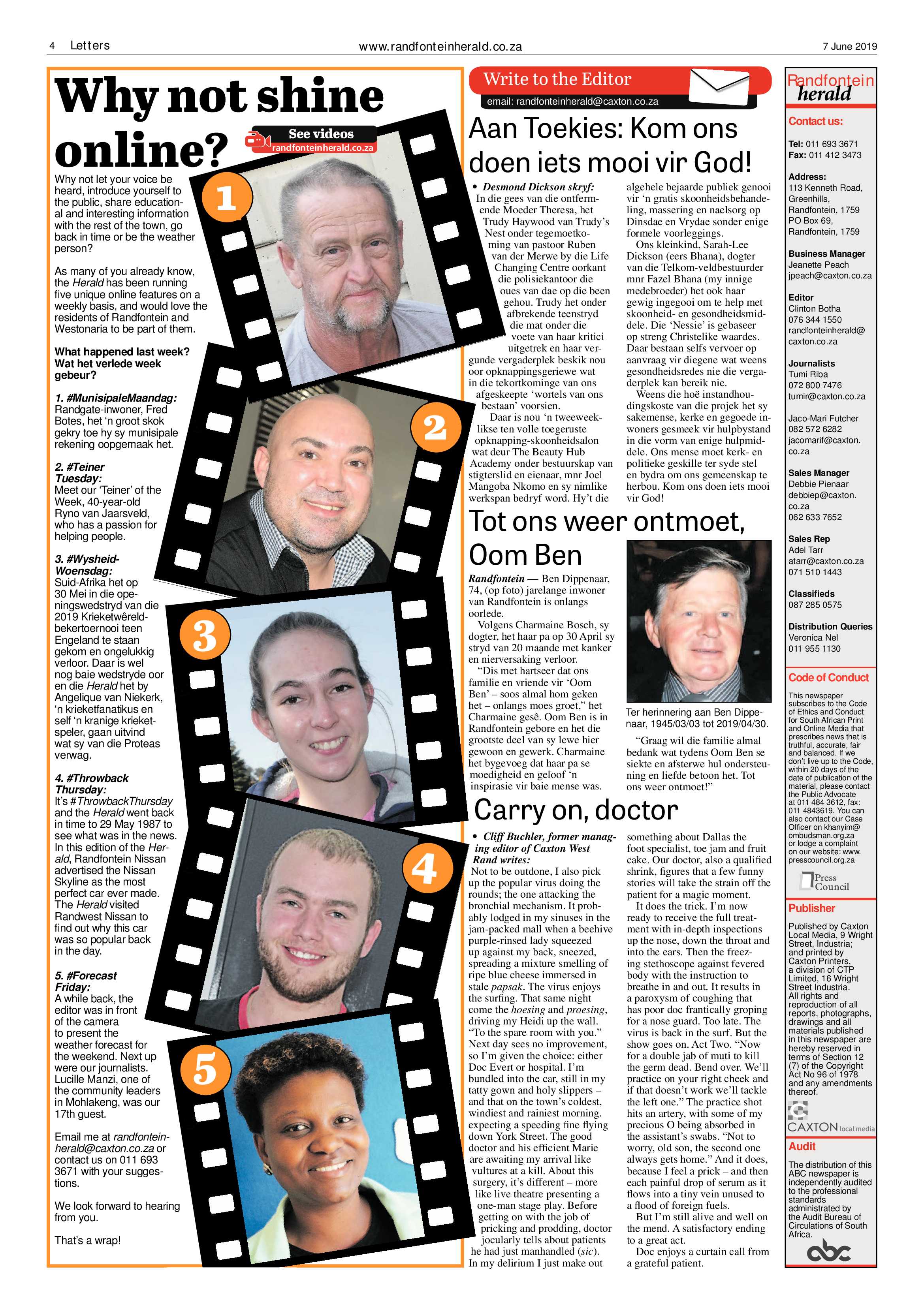 Randfontein Herald 7 June 2019 page 4