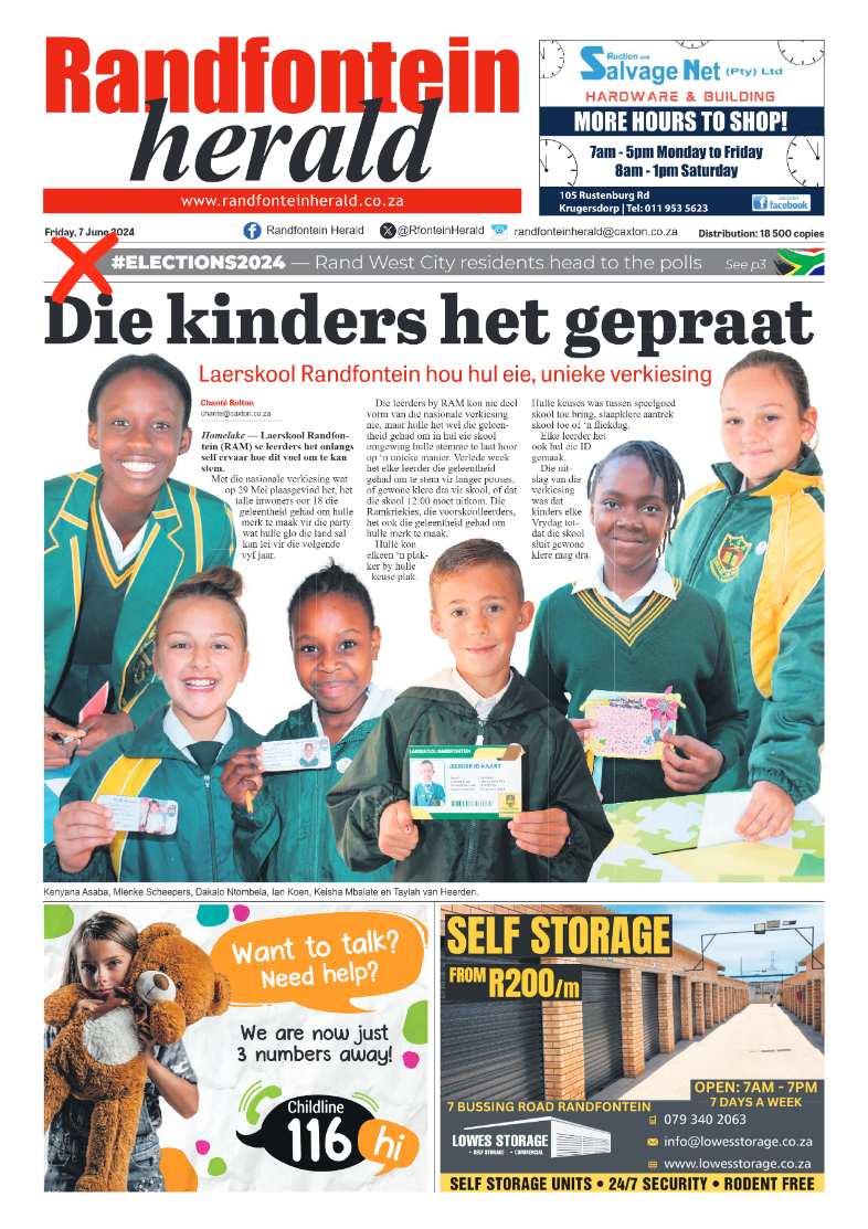 Randfontein Herald 7 June 2024 page 1