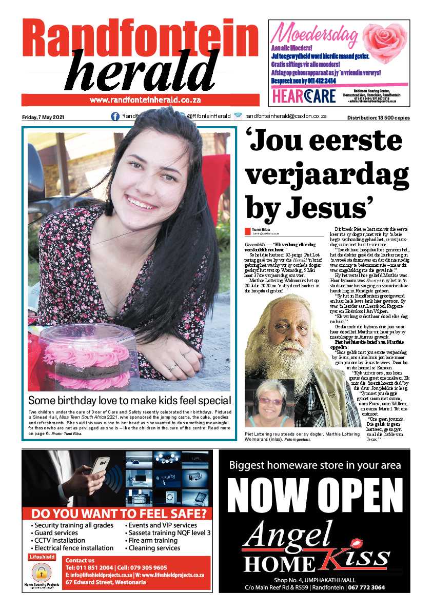 Randfontein Herald 7 May 2021 page 1