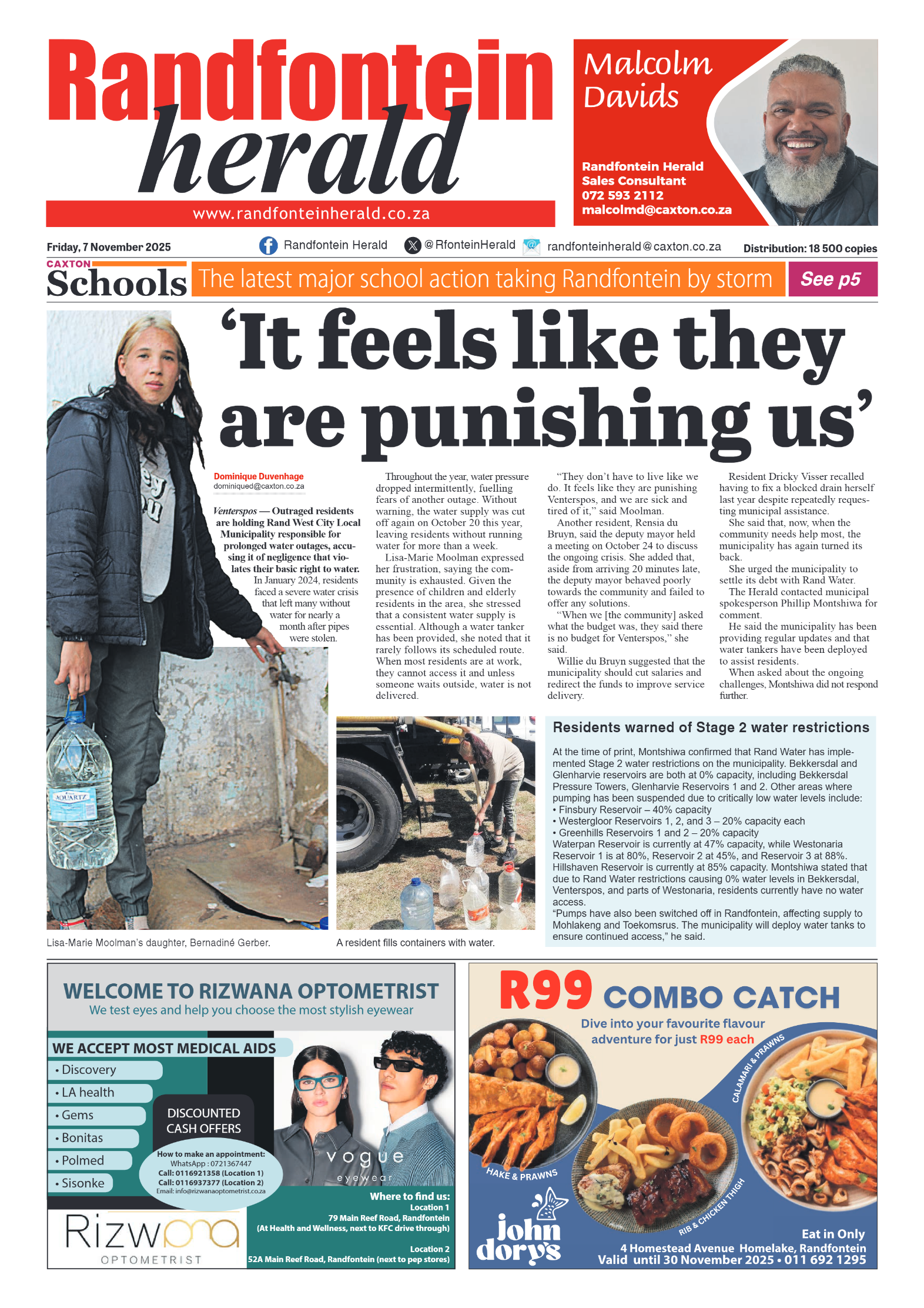 Randfontein Herald 7 November 2025 page 1