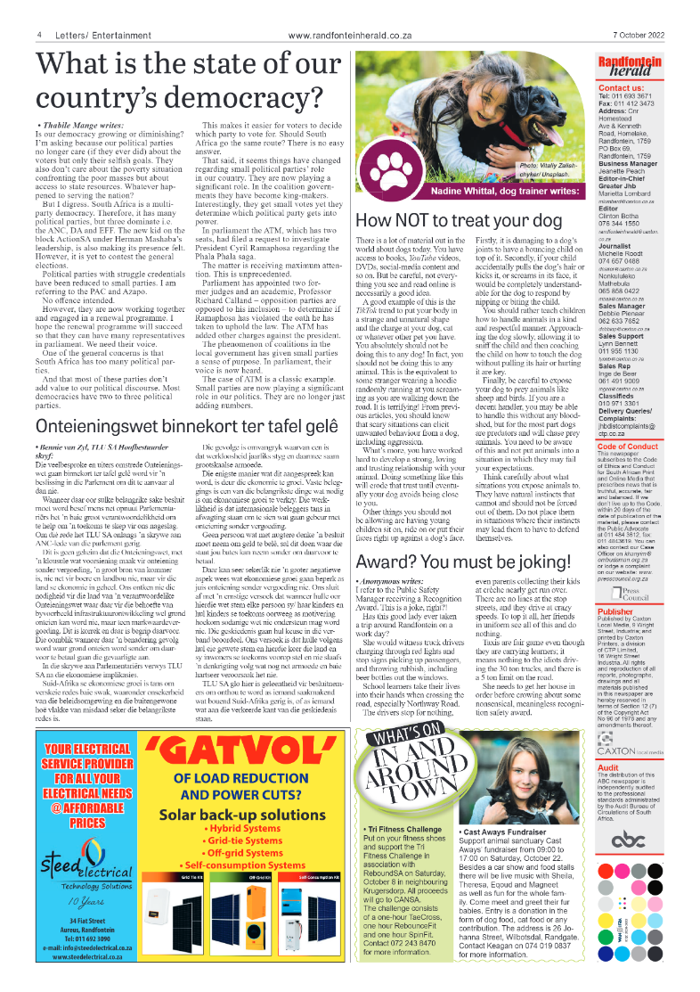 Randfontein Herald 7 October 2022 page 4