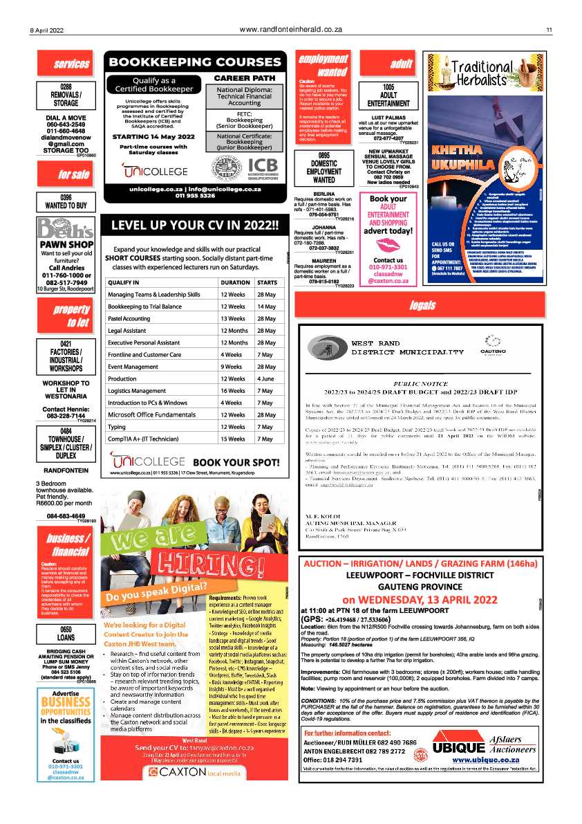 Randfontein Herald 8 April 2022 page 11