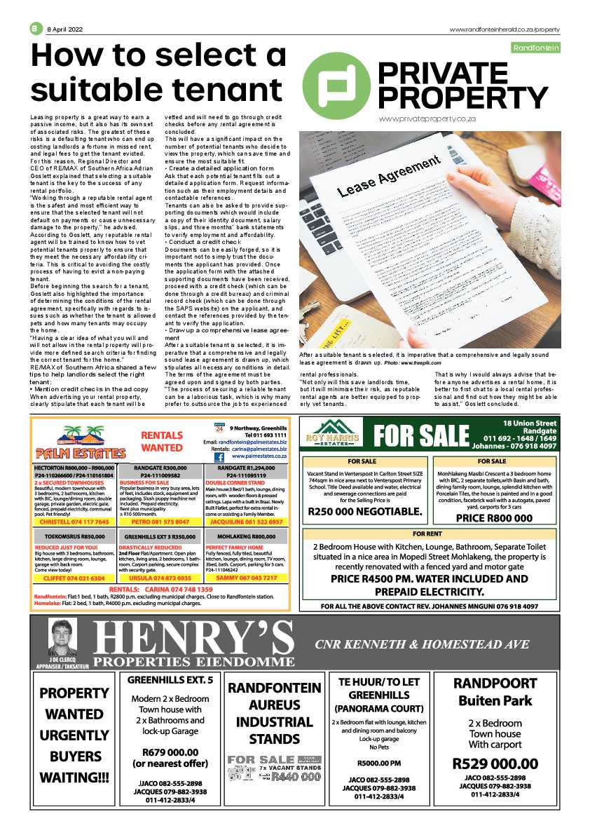 Randfontein Herald 8 April 2022 page 8