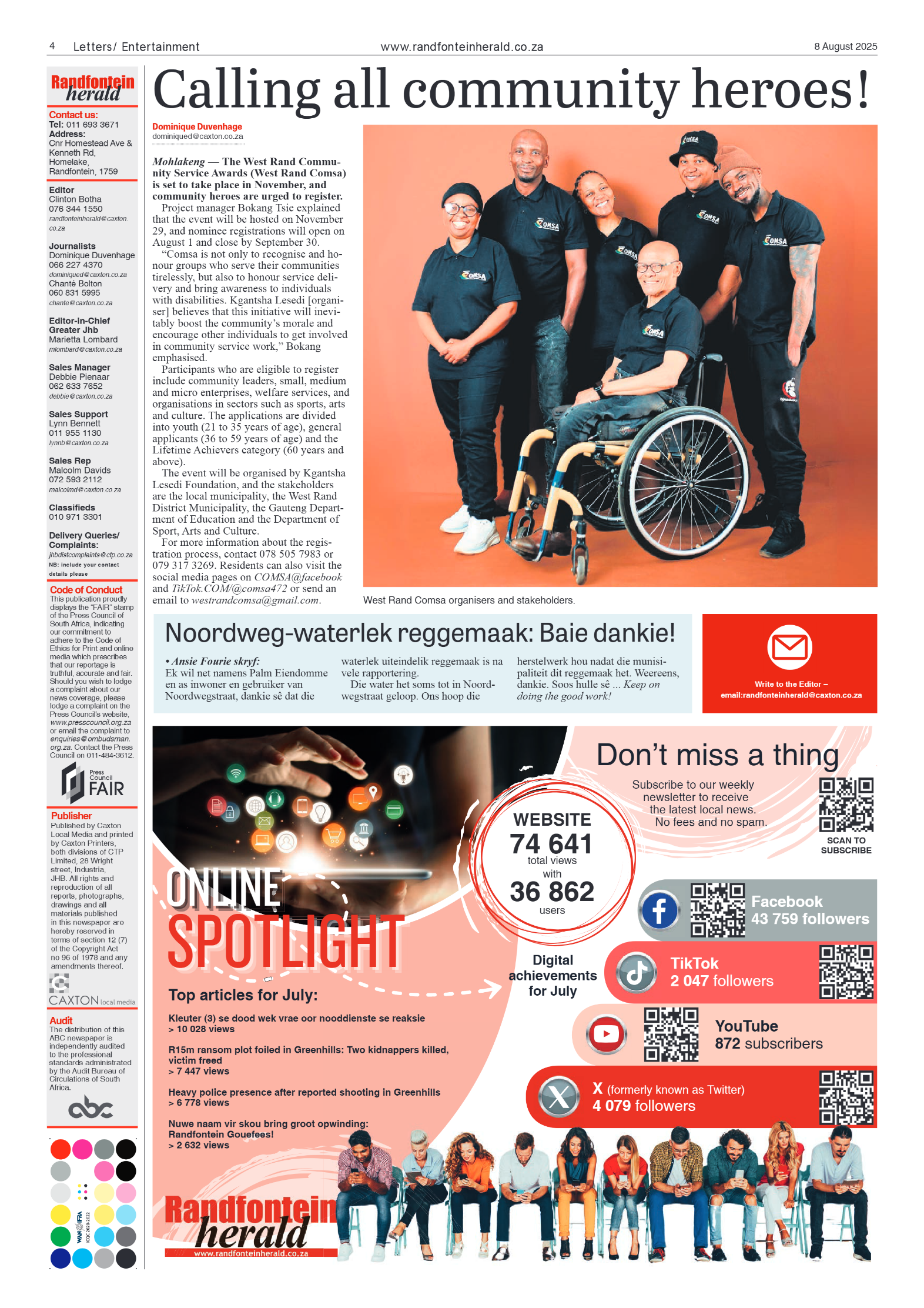 Randfontein Herald 8 August 2025 page 4