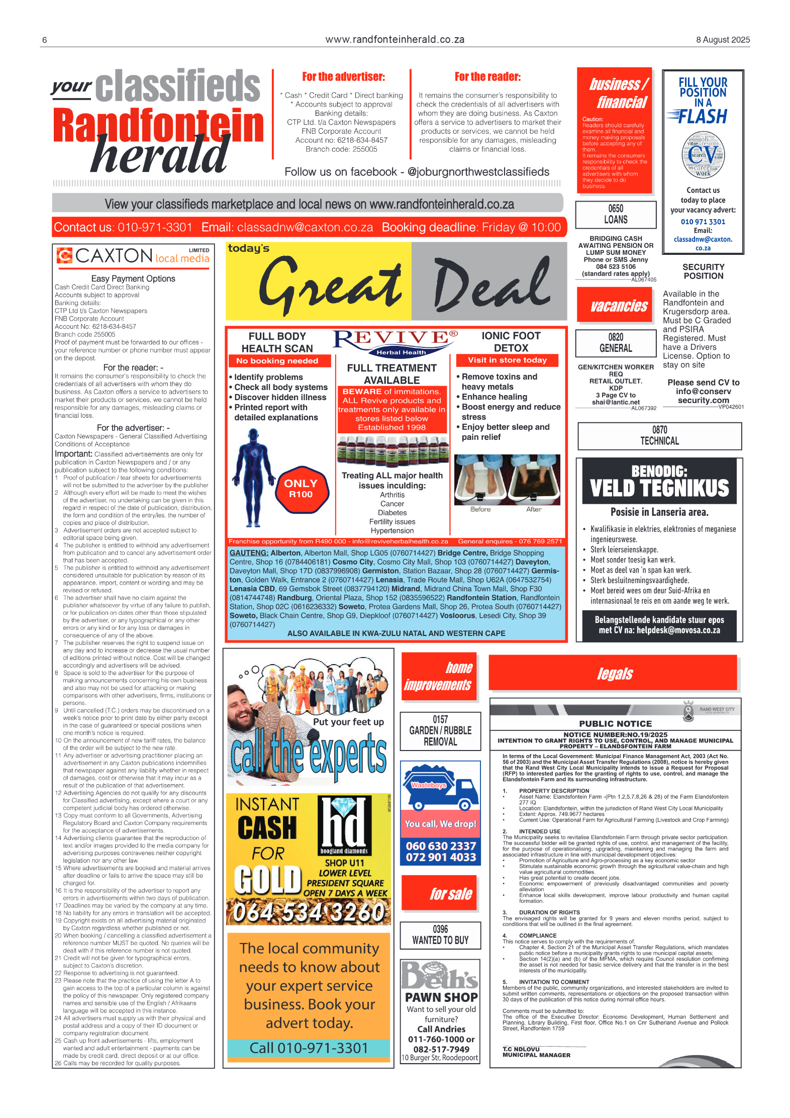 Randfontein Herald 8 August 2025 page 6