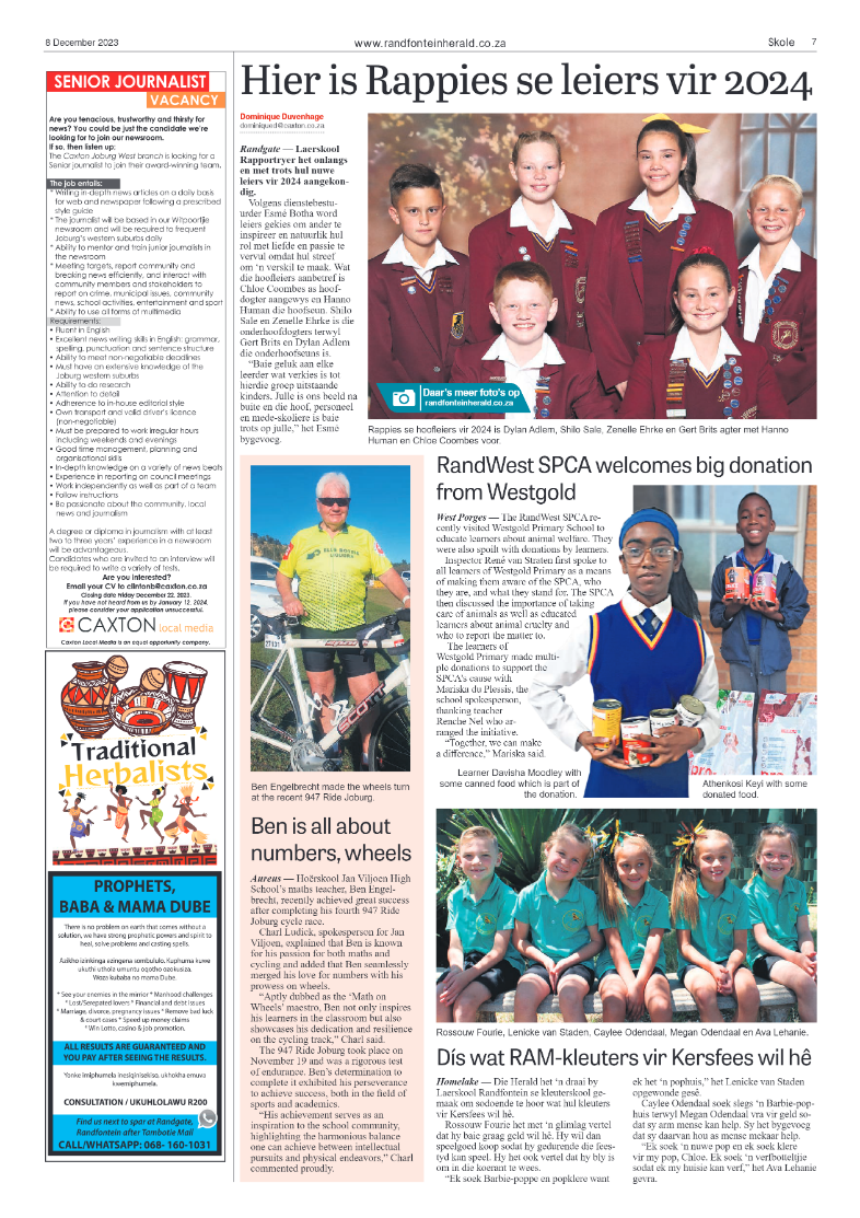 Randfontein Herald 8 December 2023 page 7