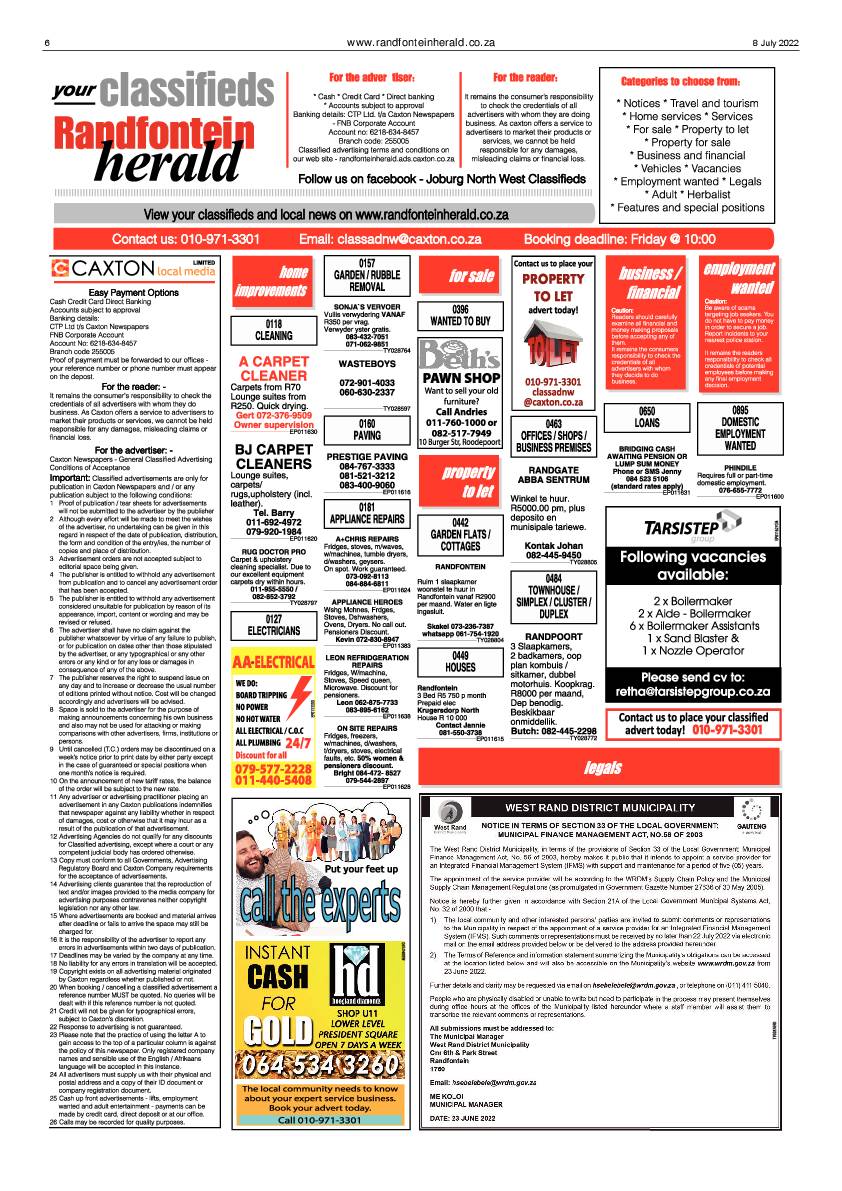 Randfontein Herald 8 July 2022 page 6