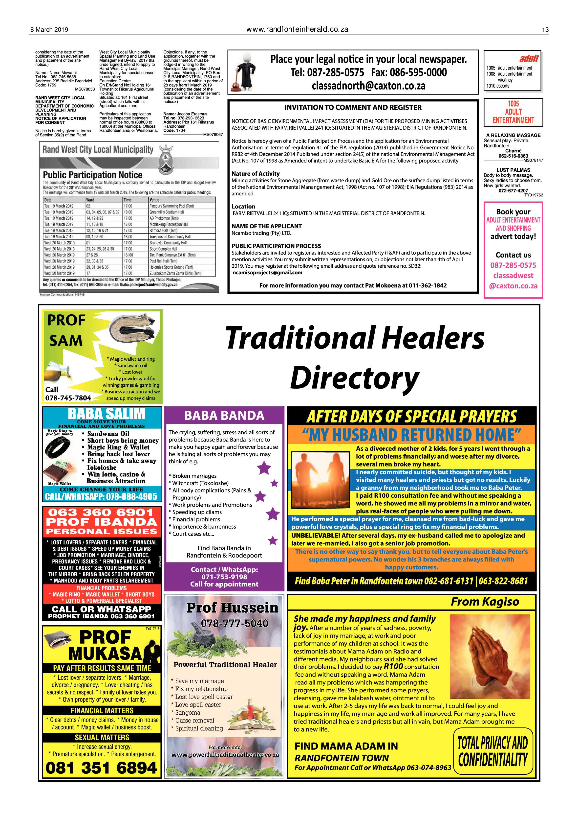 Randfontein Herald 8 March 2019 page 13