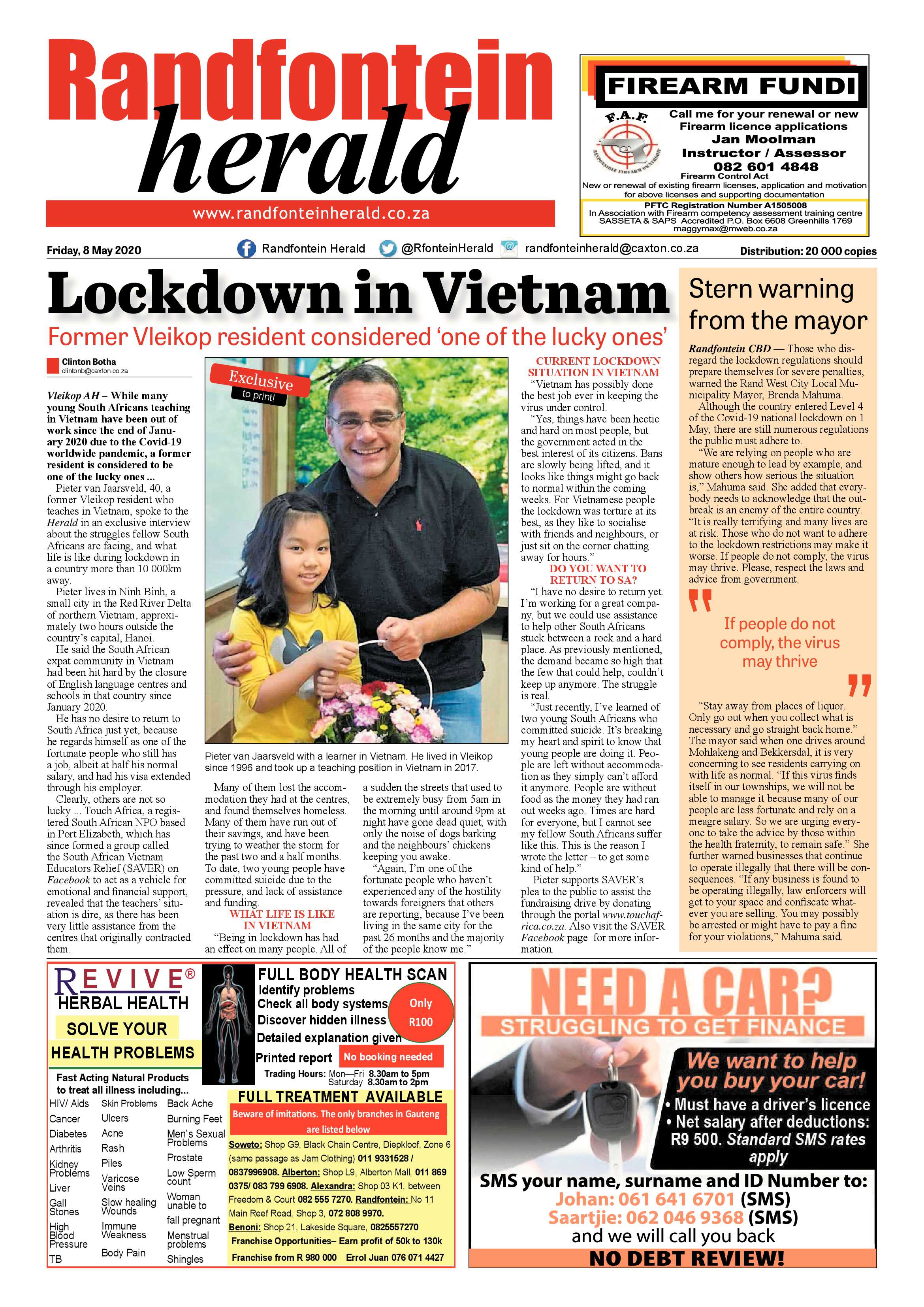 Randfontein Herald 8 May 2020 page 1