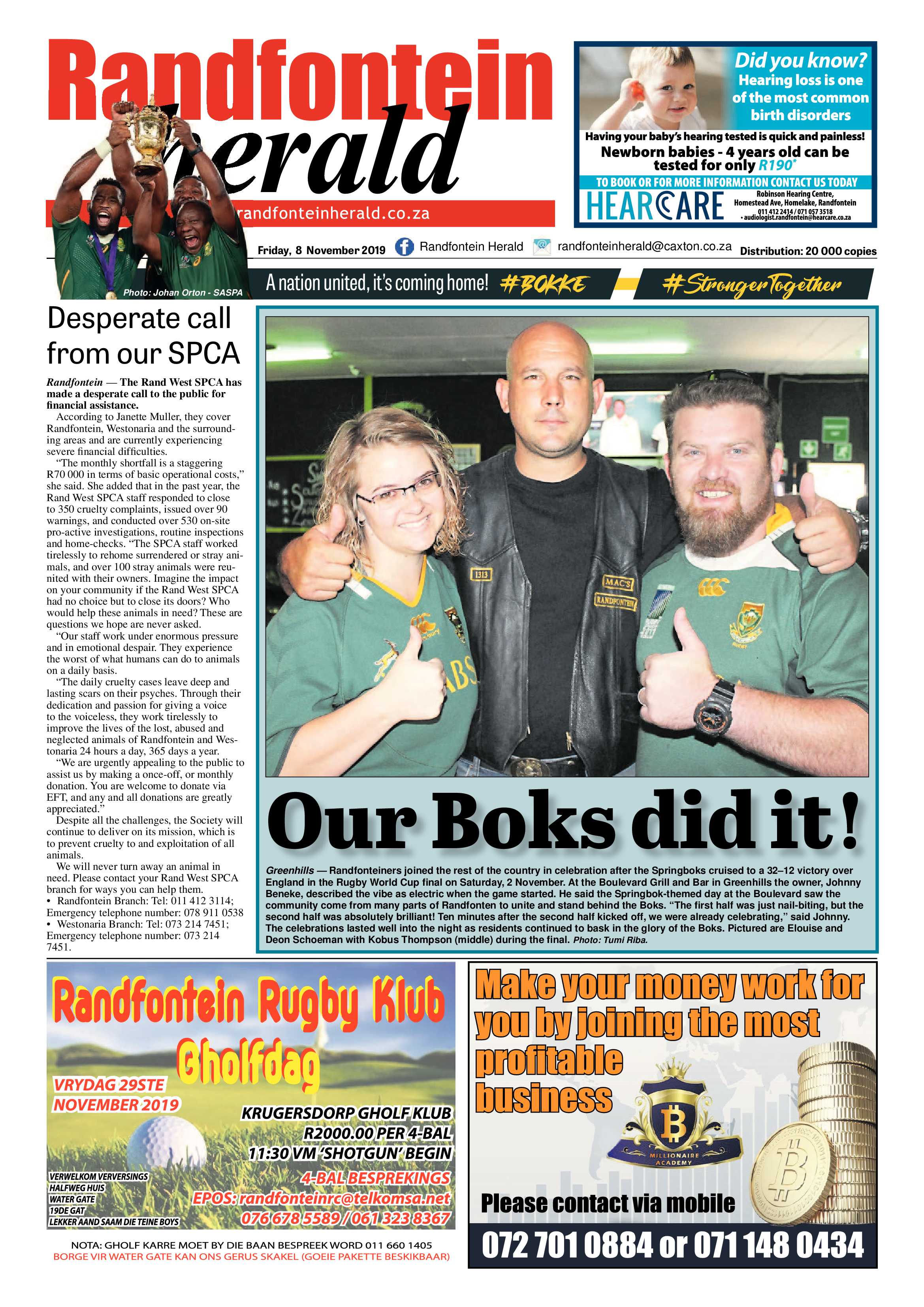 Randfontein Herald 8 November 2019 page 1