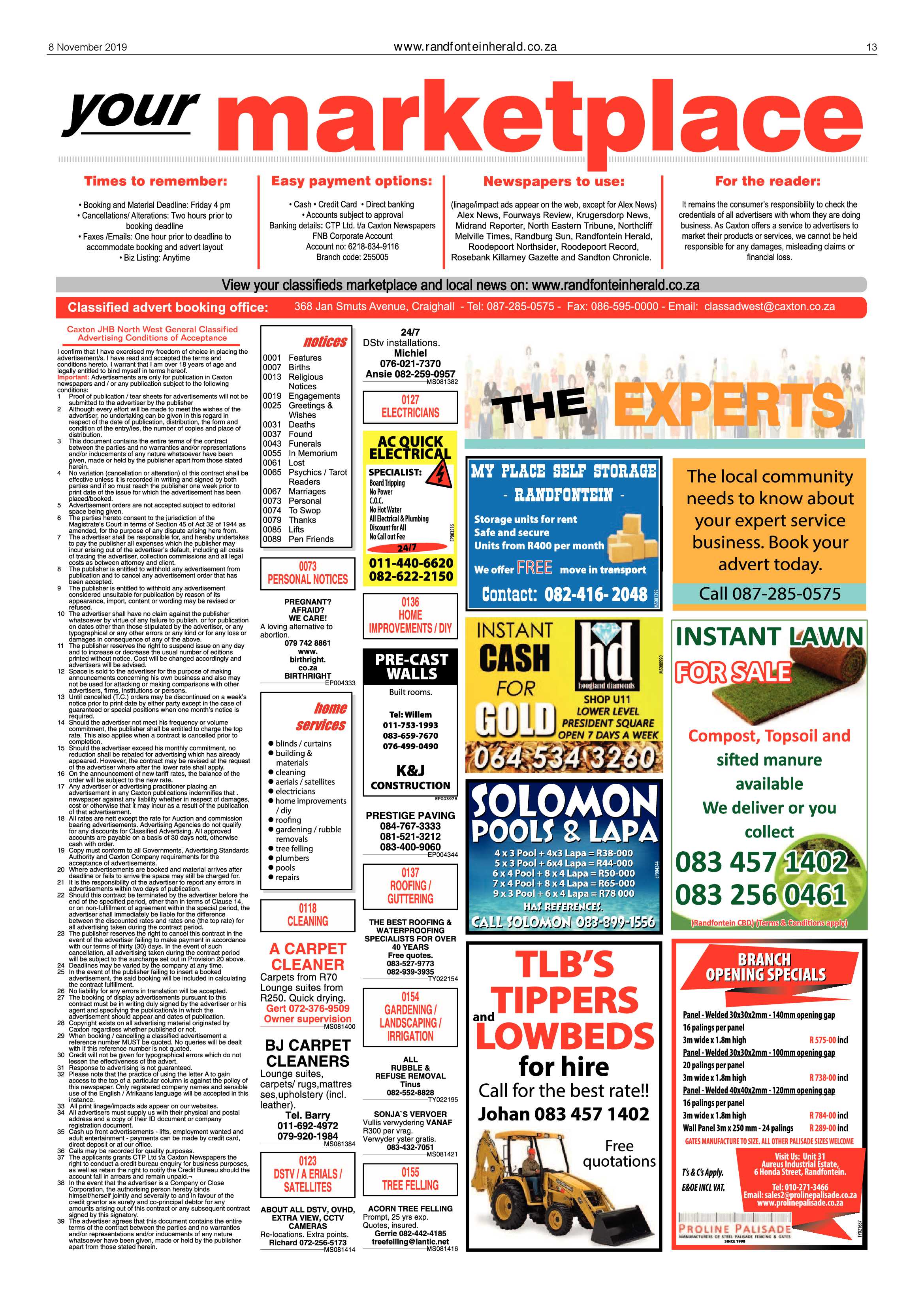 Randfontein Herald 8 November 2019 page 13