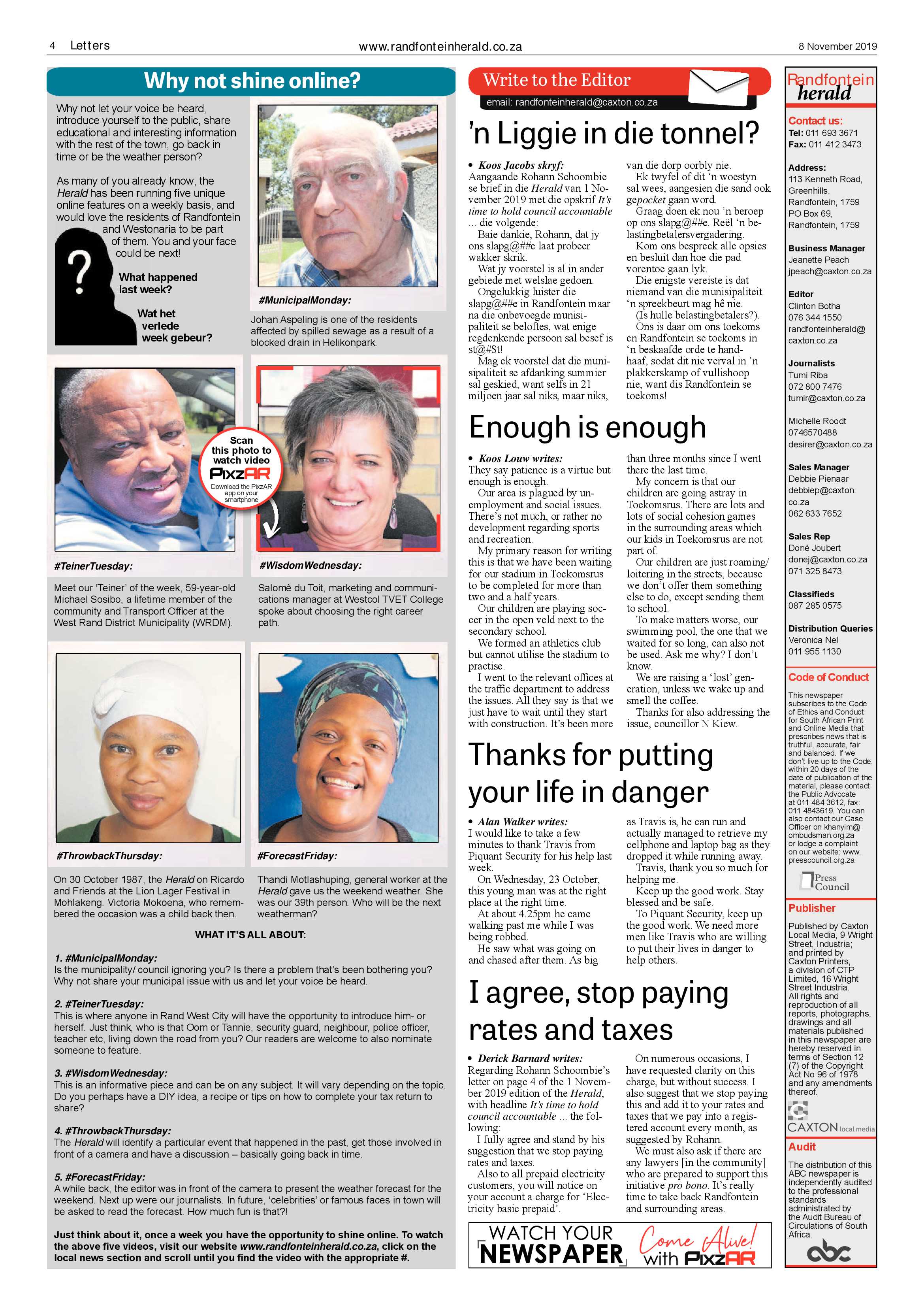 Randfontein Herald 8 November 2019 page 4
