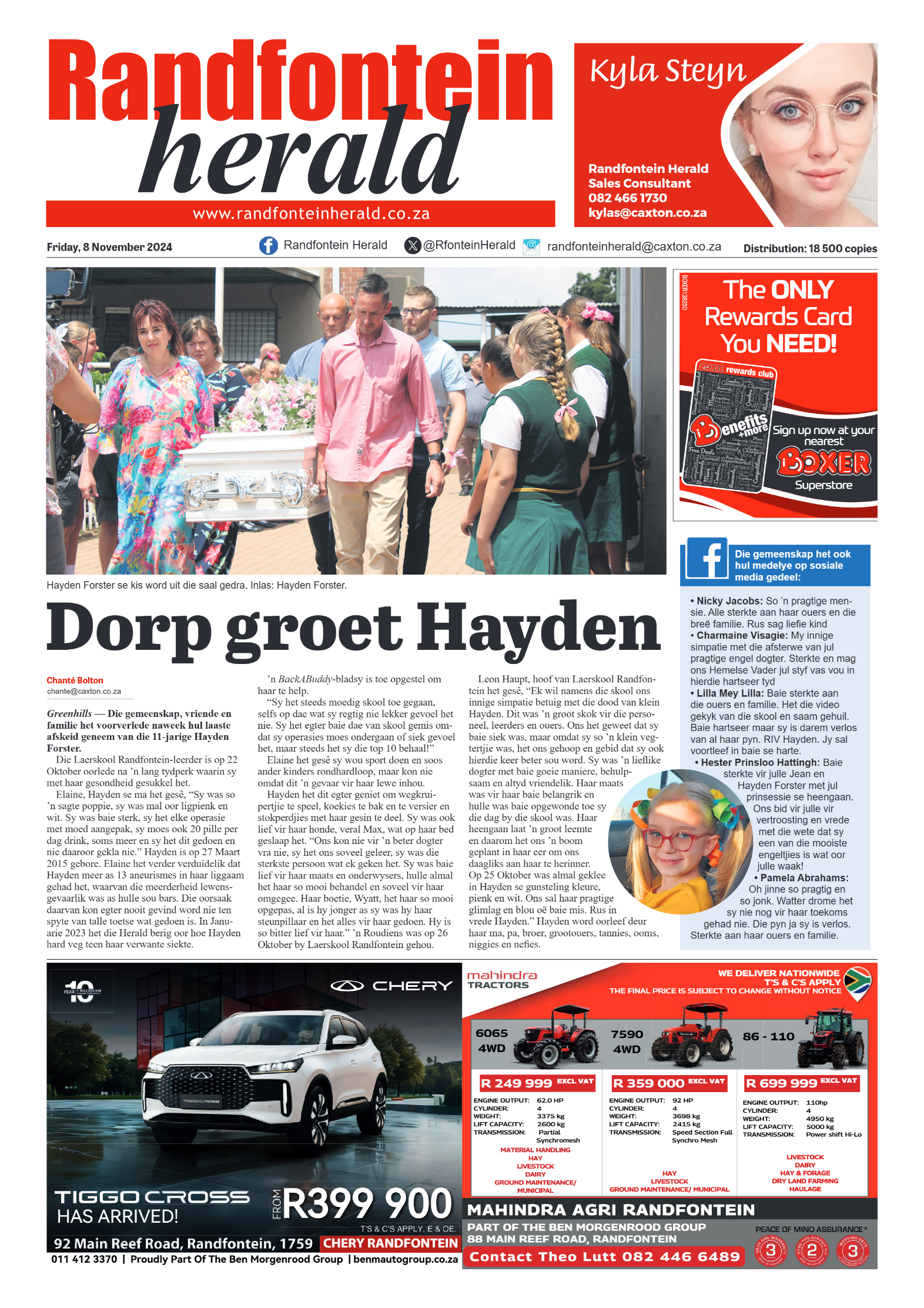 Randfontein Herald 8 November 2024 page 1